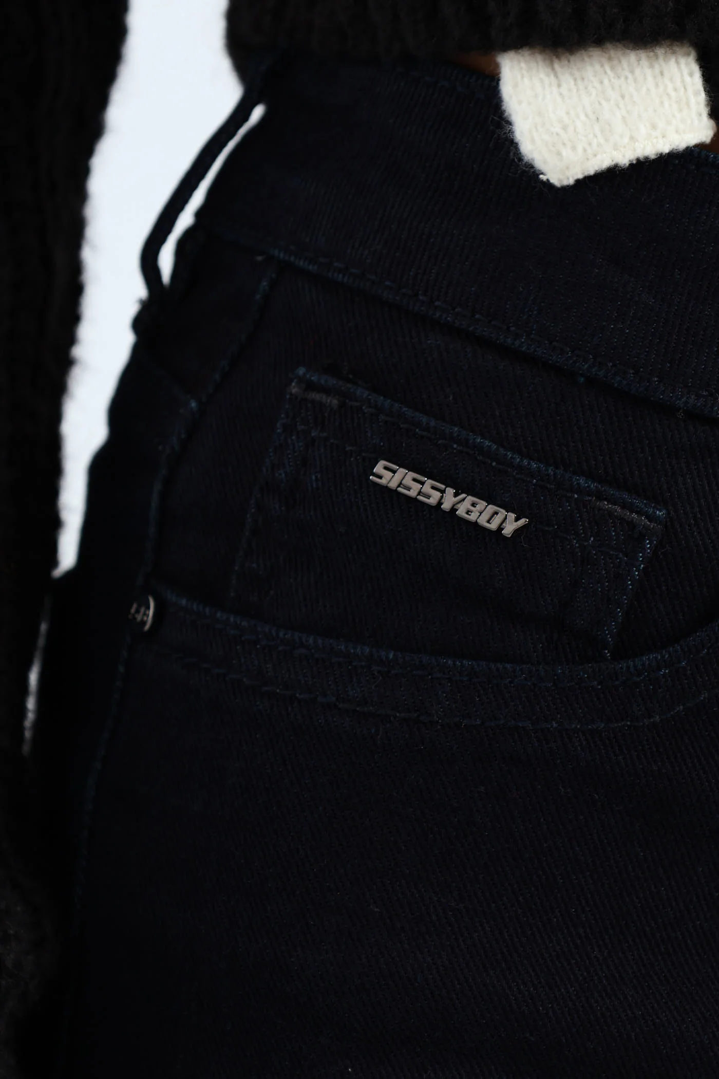 Mid Waist Straight Leg Jean - Blue/Black - Image 5