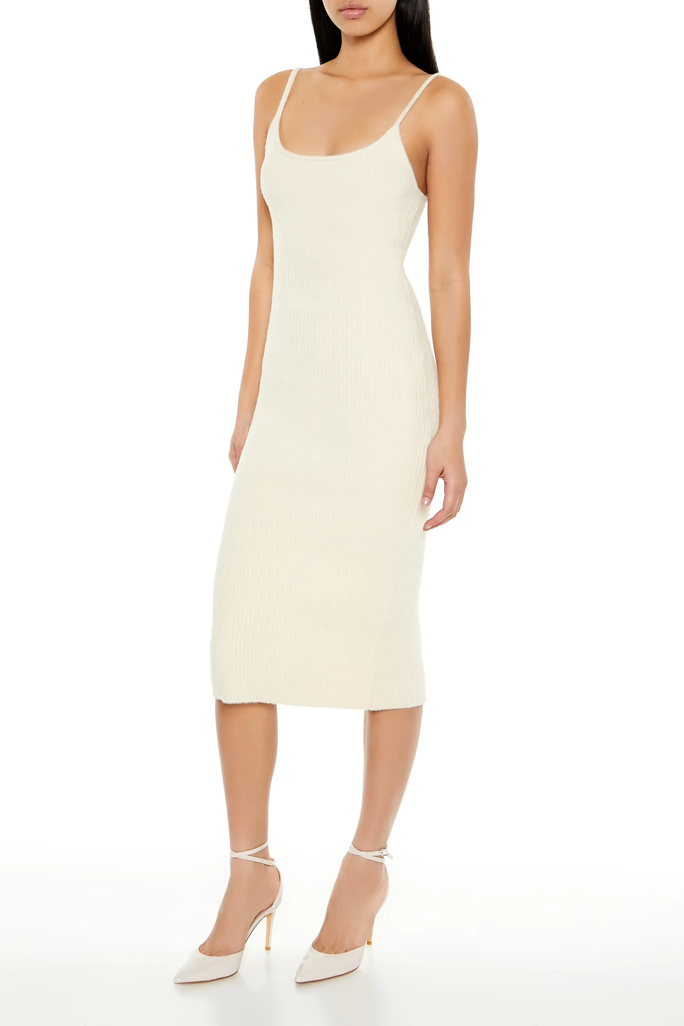 Midi Spaghetti Strap Dress - Oatmeal - Image 4