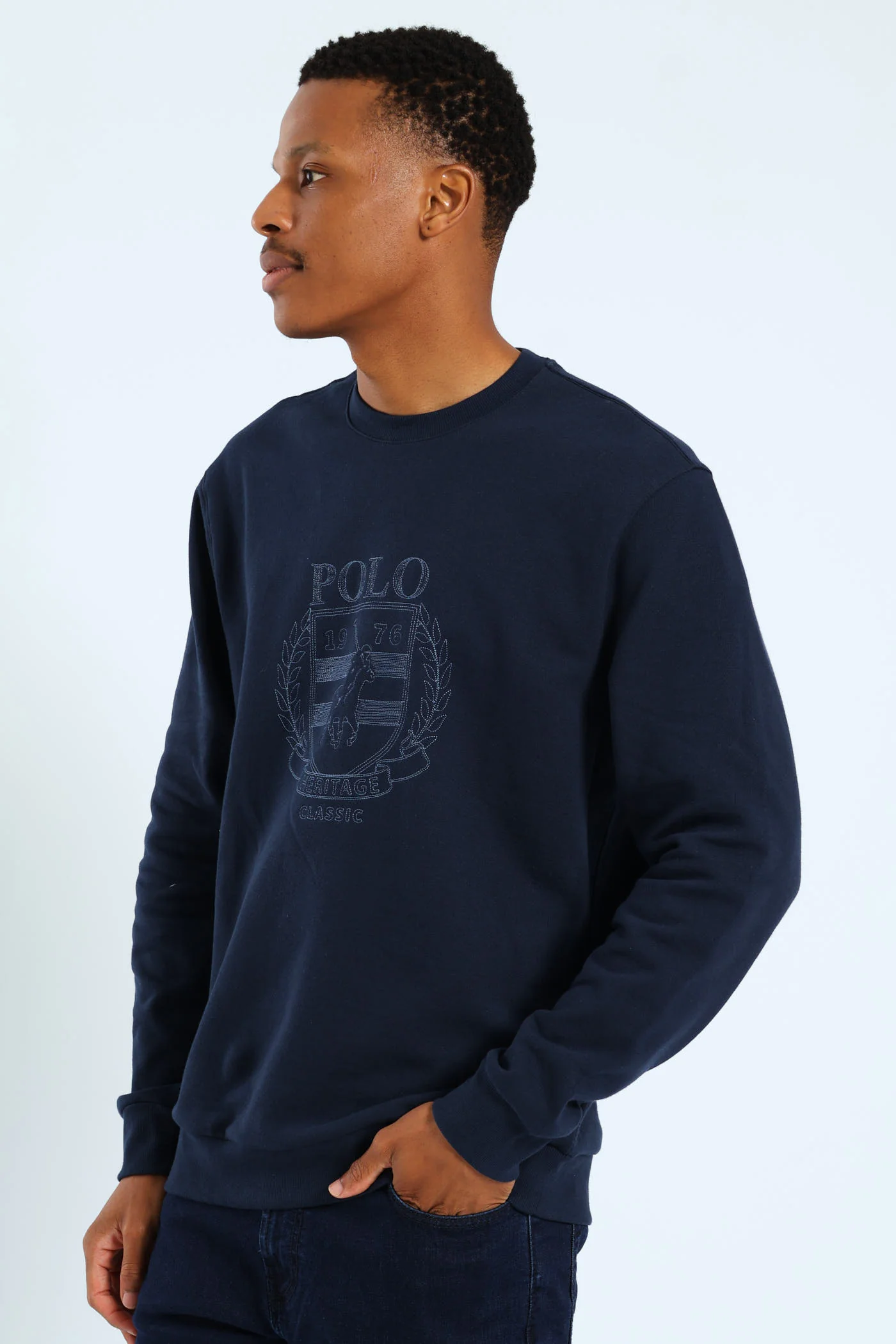 Miles Embroidered Sweater - Navy - Image 3