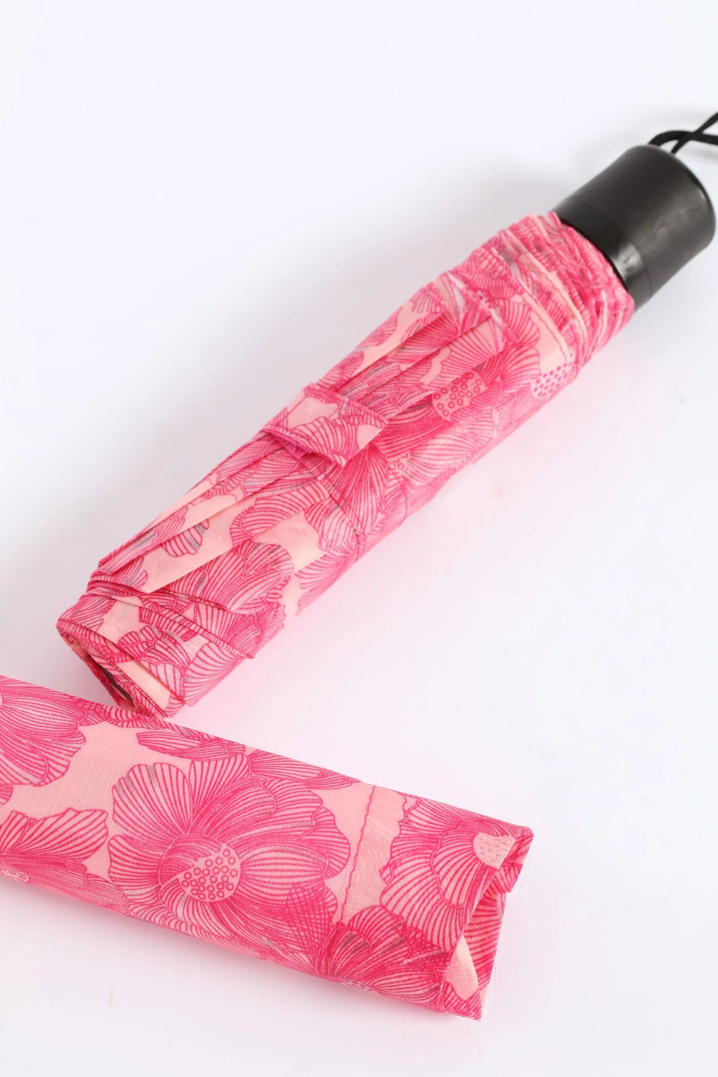 Mini 3 Fold Floral Print Umbrella - Pink - Image 2