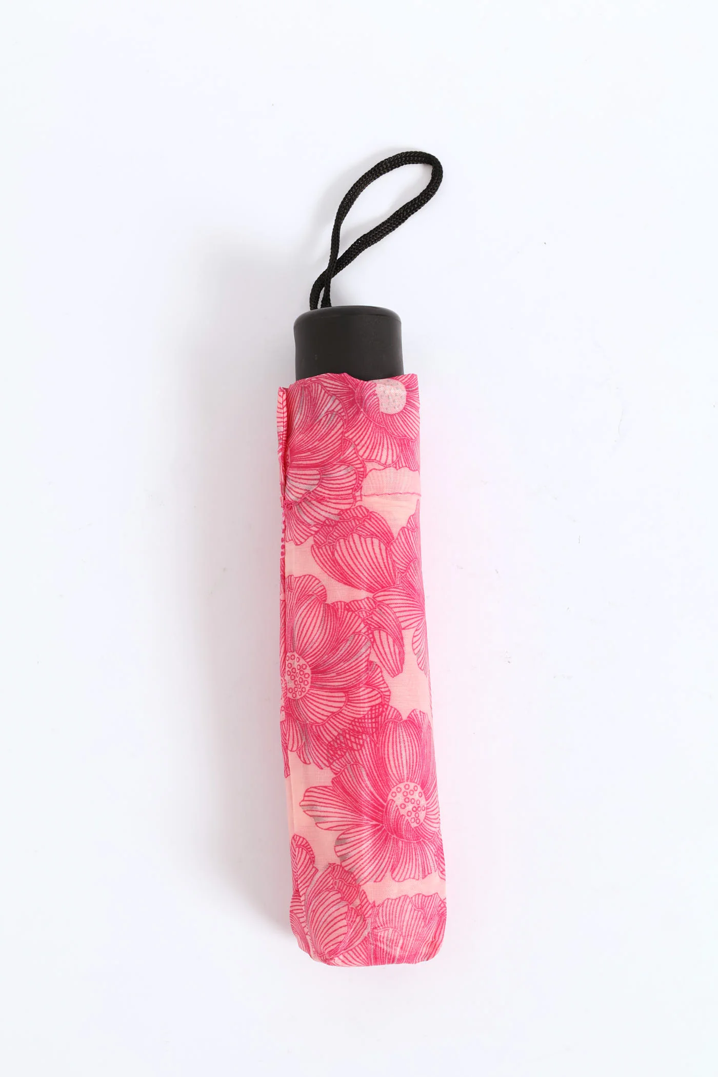 Mini 3 Fold Floral Print Umbrella - Pink - Image 3