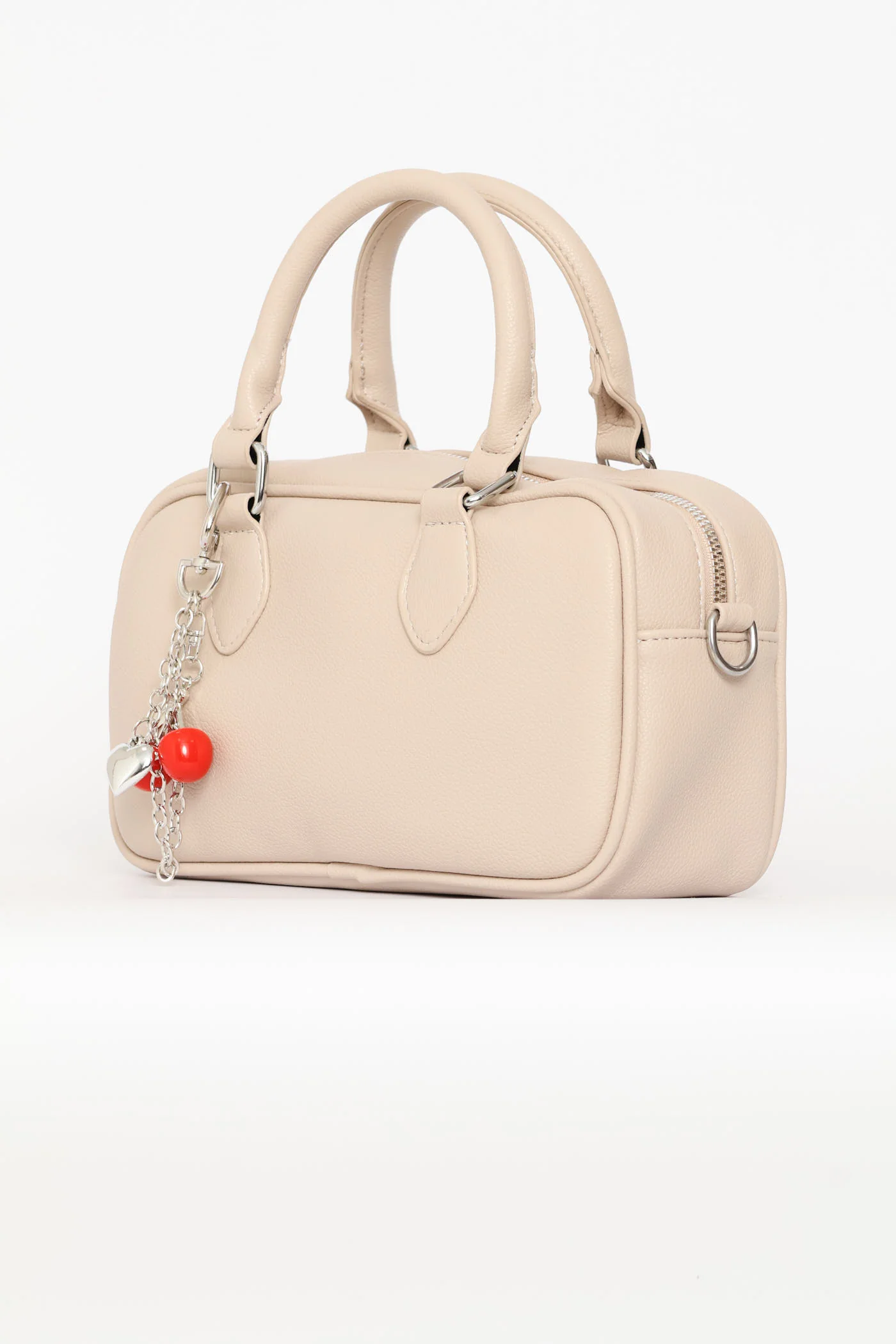 Mini Bowler Crossbody Bag With Charm - Grey/Stone - Image 6