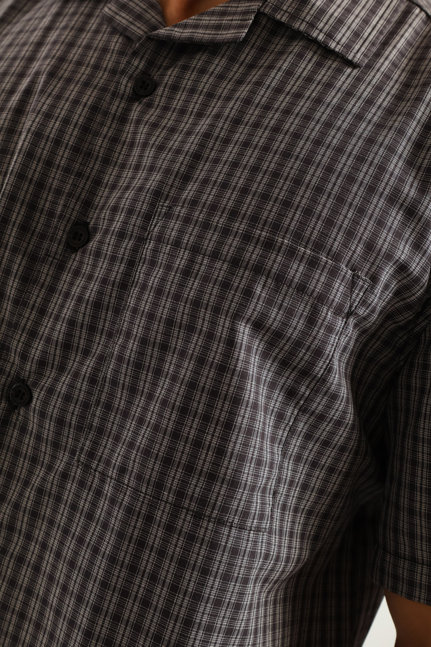 Mini Check Boxy Shirt - Grey/Navy - Image 3