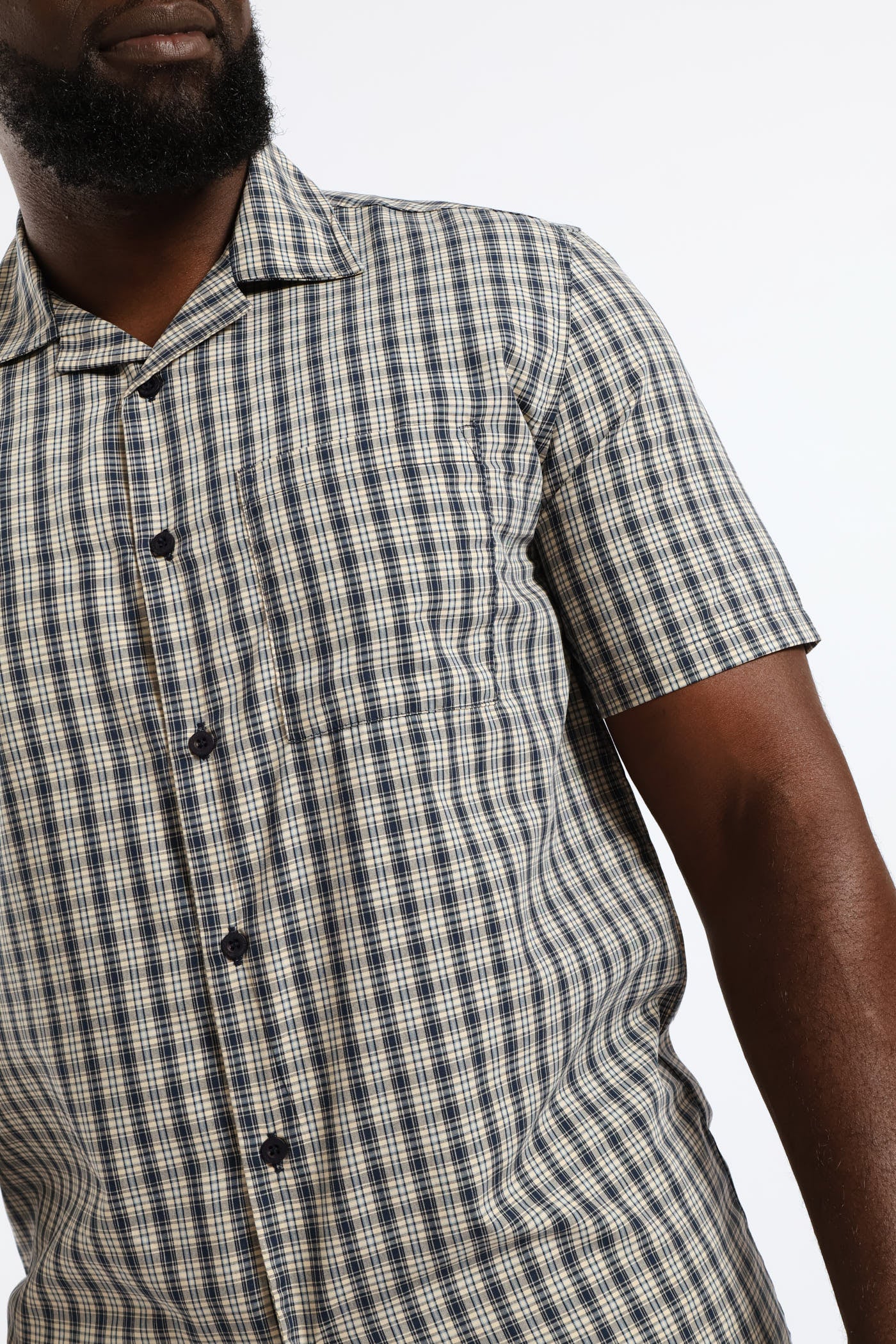 Mini Check Boxy Shirt - Navy - Image 2