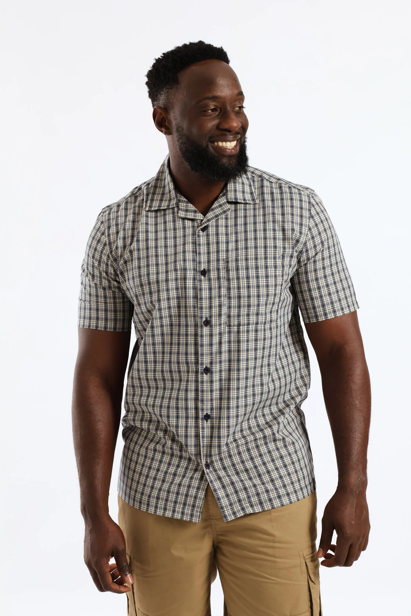 Mini Check Boxy Shirt - Navy - Image 3