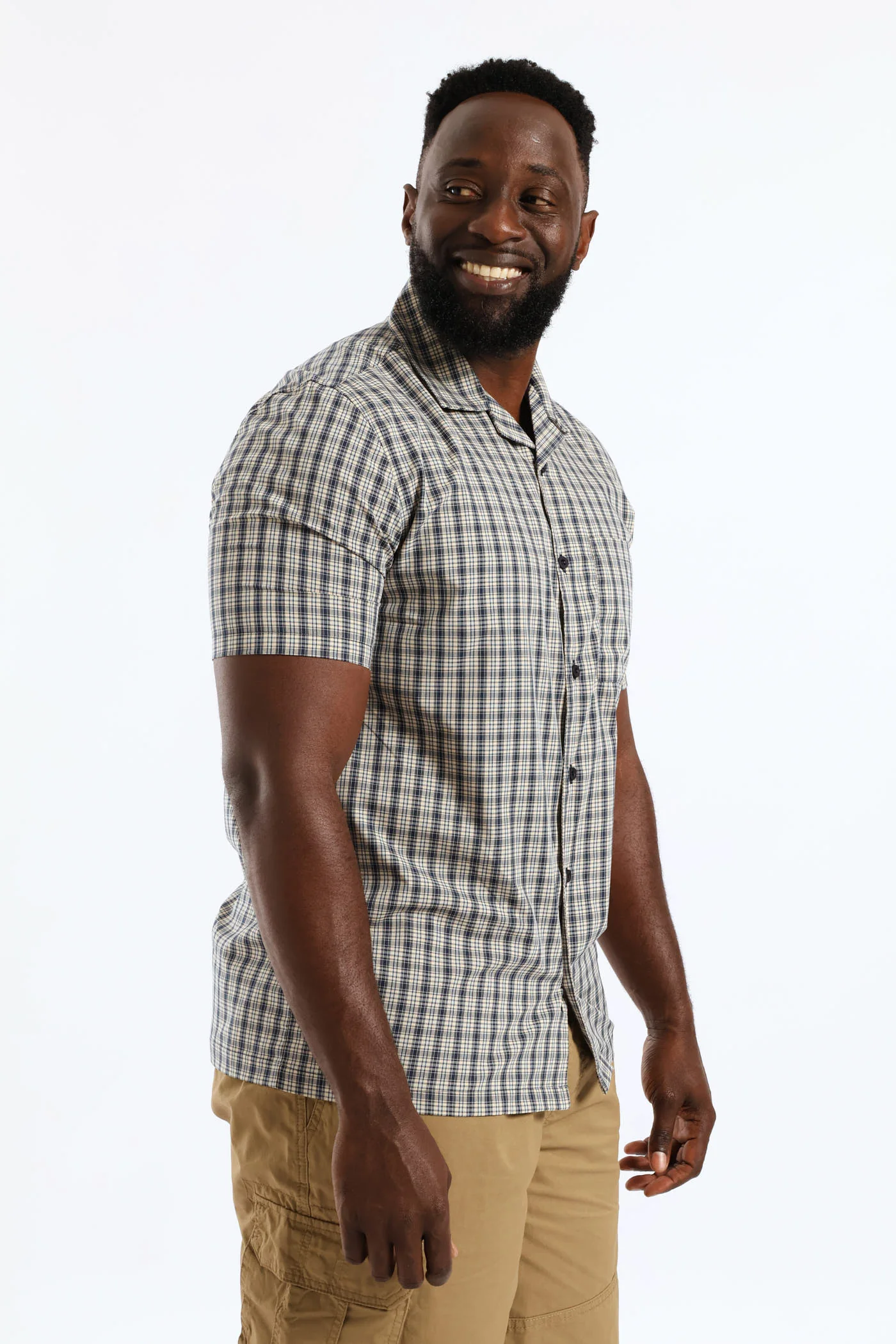 Mini Check Boxy Shirt - Navy - Image 4