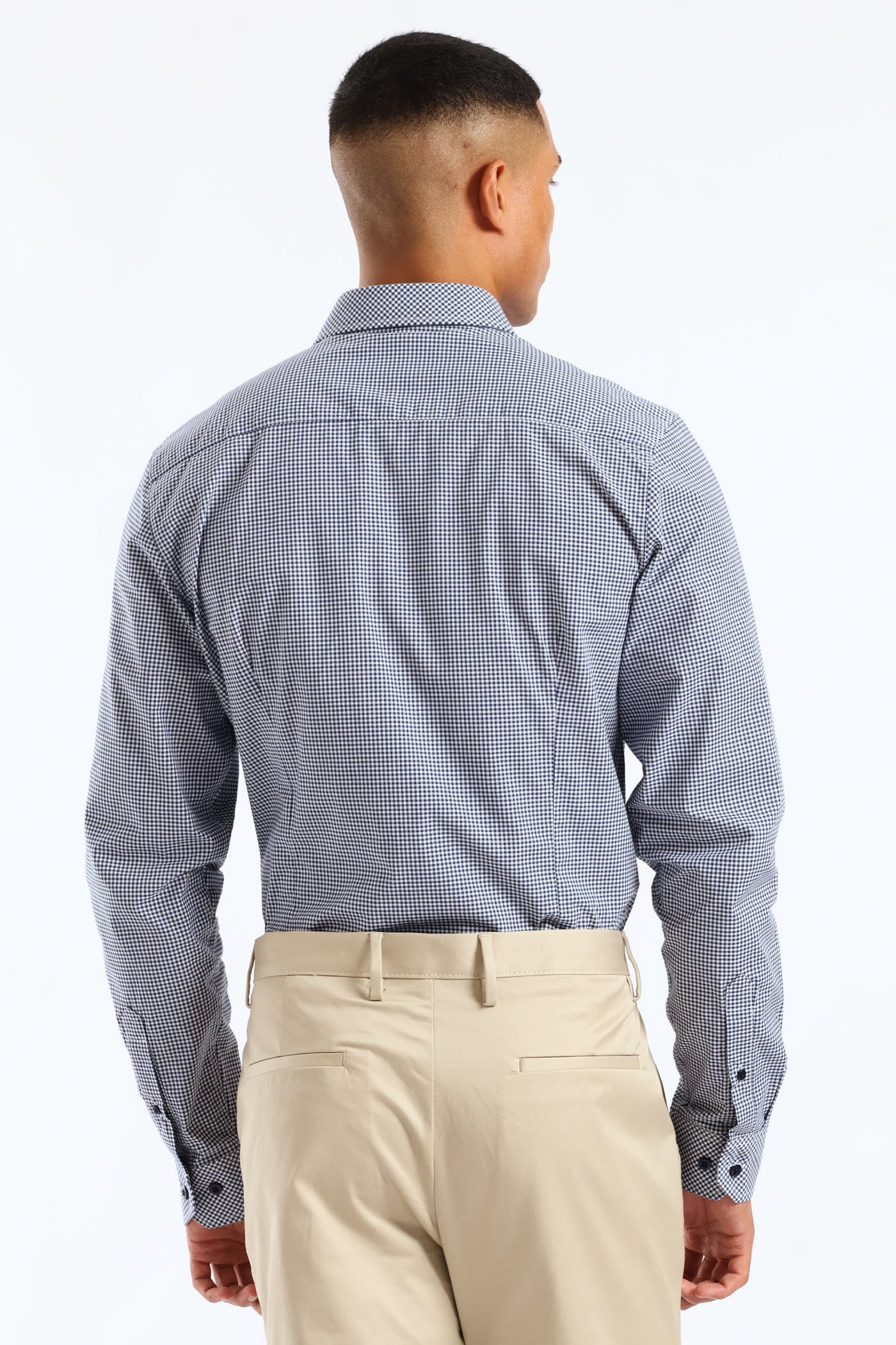 Mini Check Printed Shirt - Navy/White - Image 3