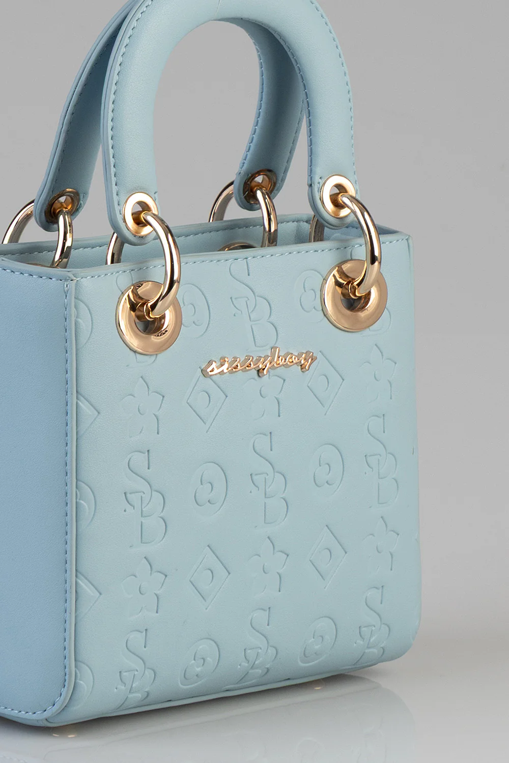 Mini Debossed Tote - Blue - Image 2