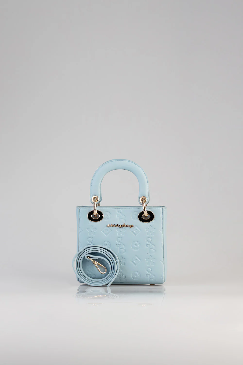 Mini Debossed Tote - Blue - Image 3