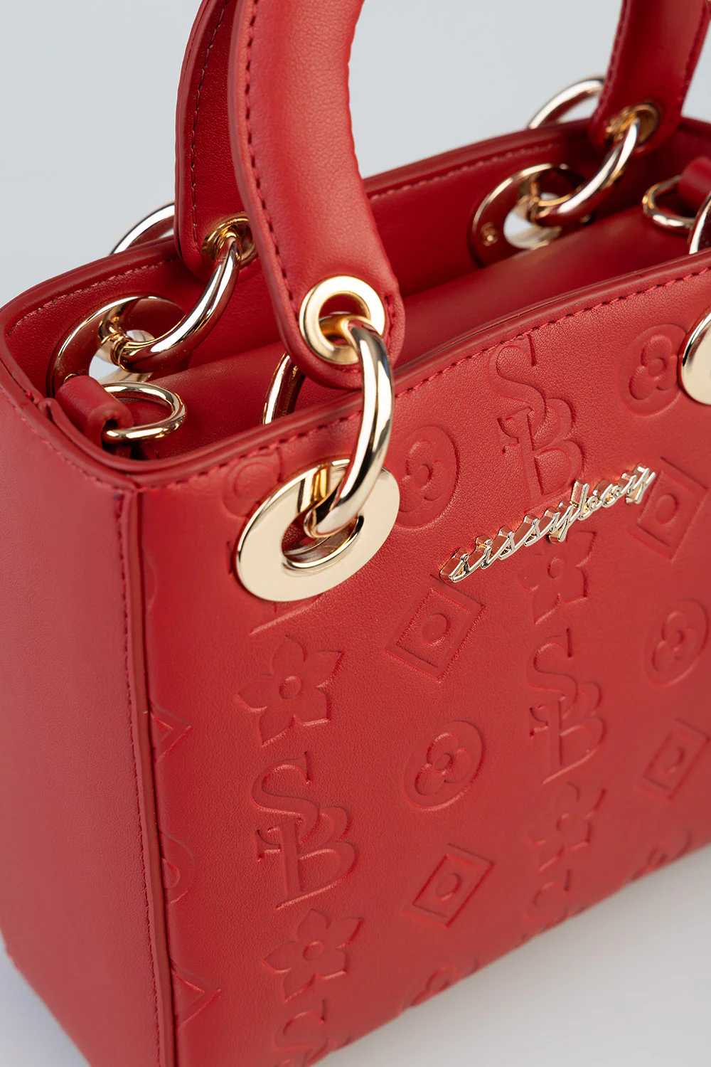Mini Debossed Tote - Red - Image 2