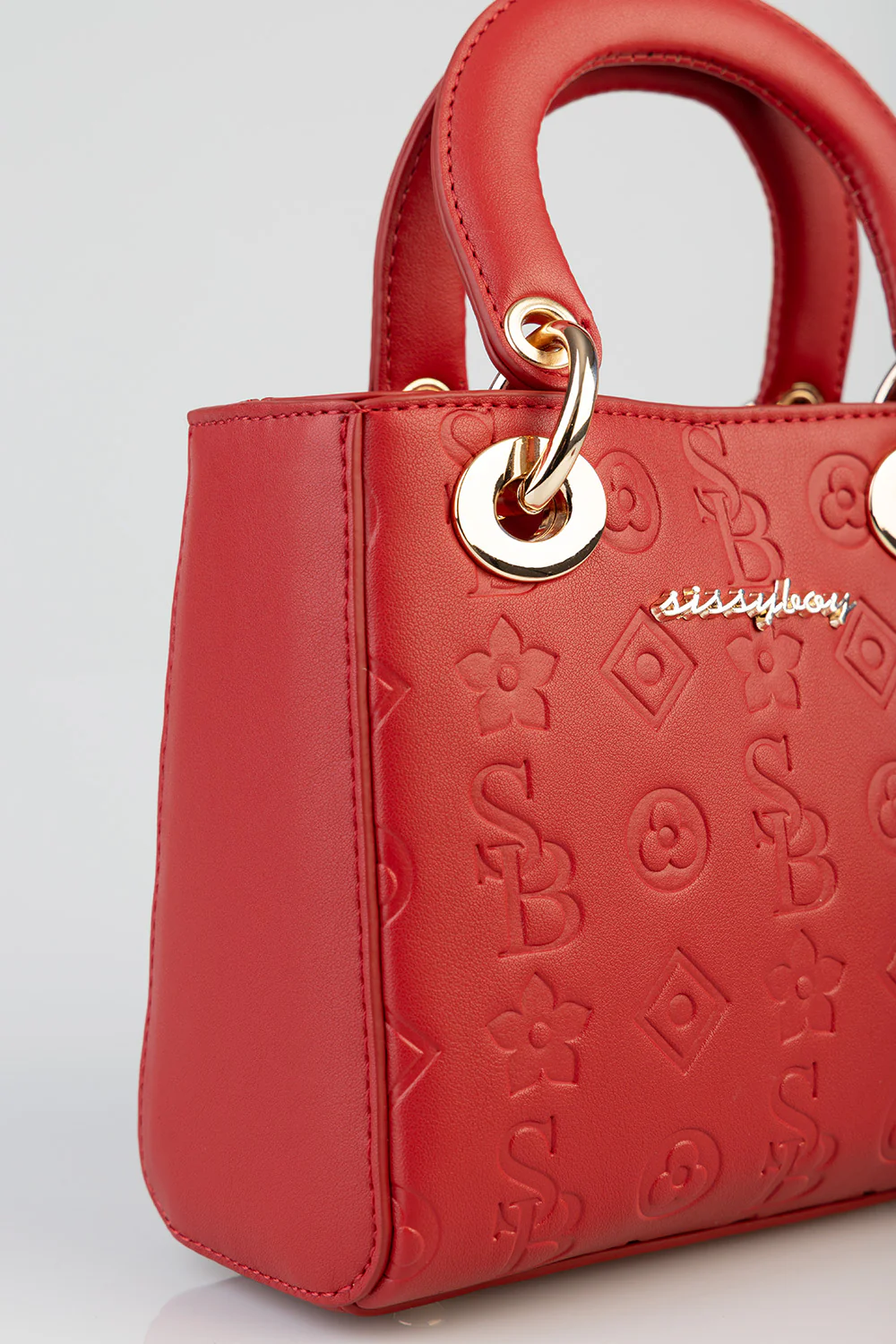 Mini Debossed Tote - Red - Image 6