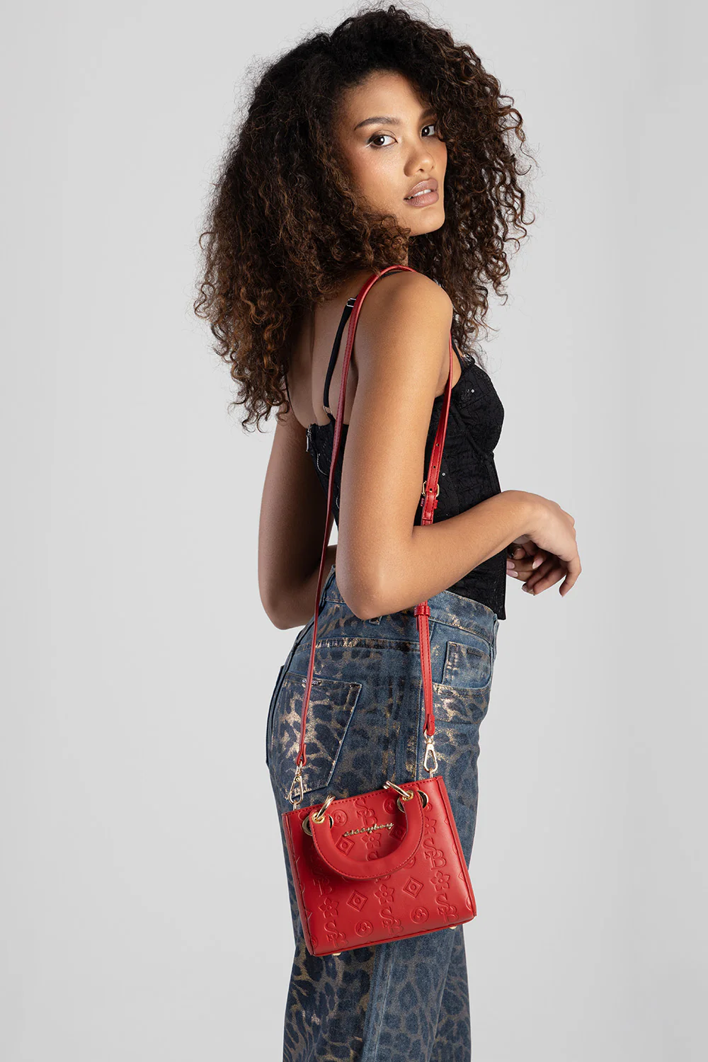 Mini Debossed Tote - Red - Image 8