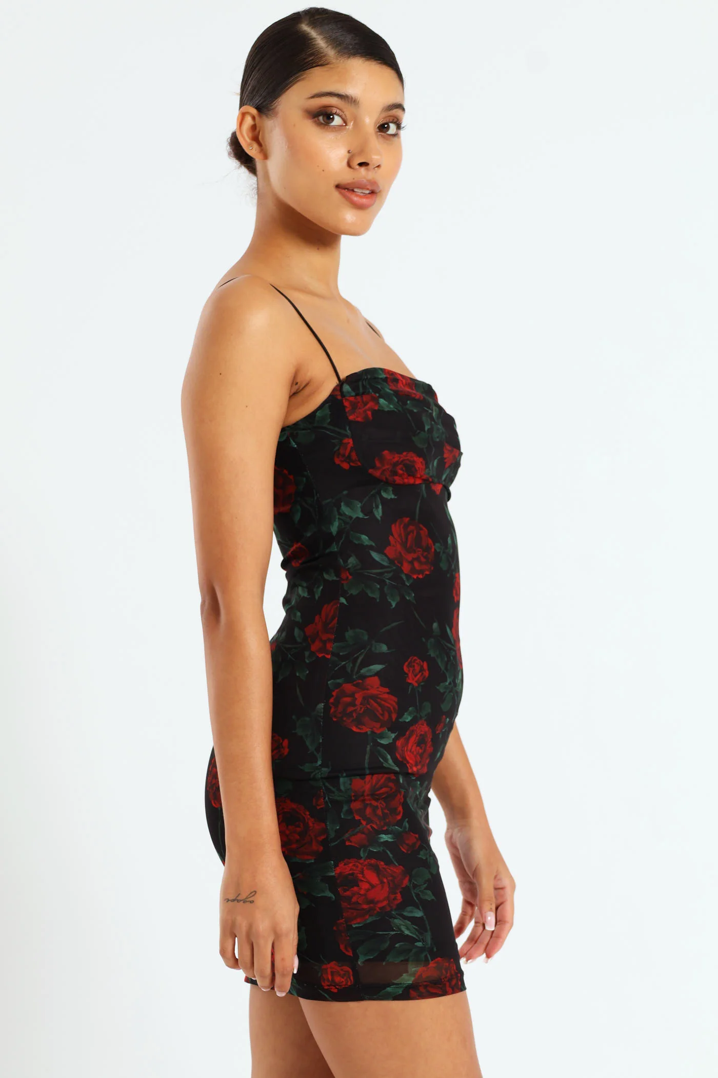 Mini Dress With Ruching And An Underbust Cutline - Black - Image 2