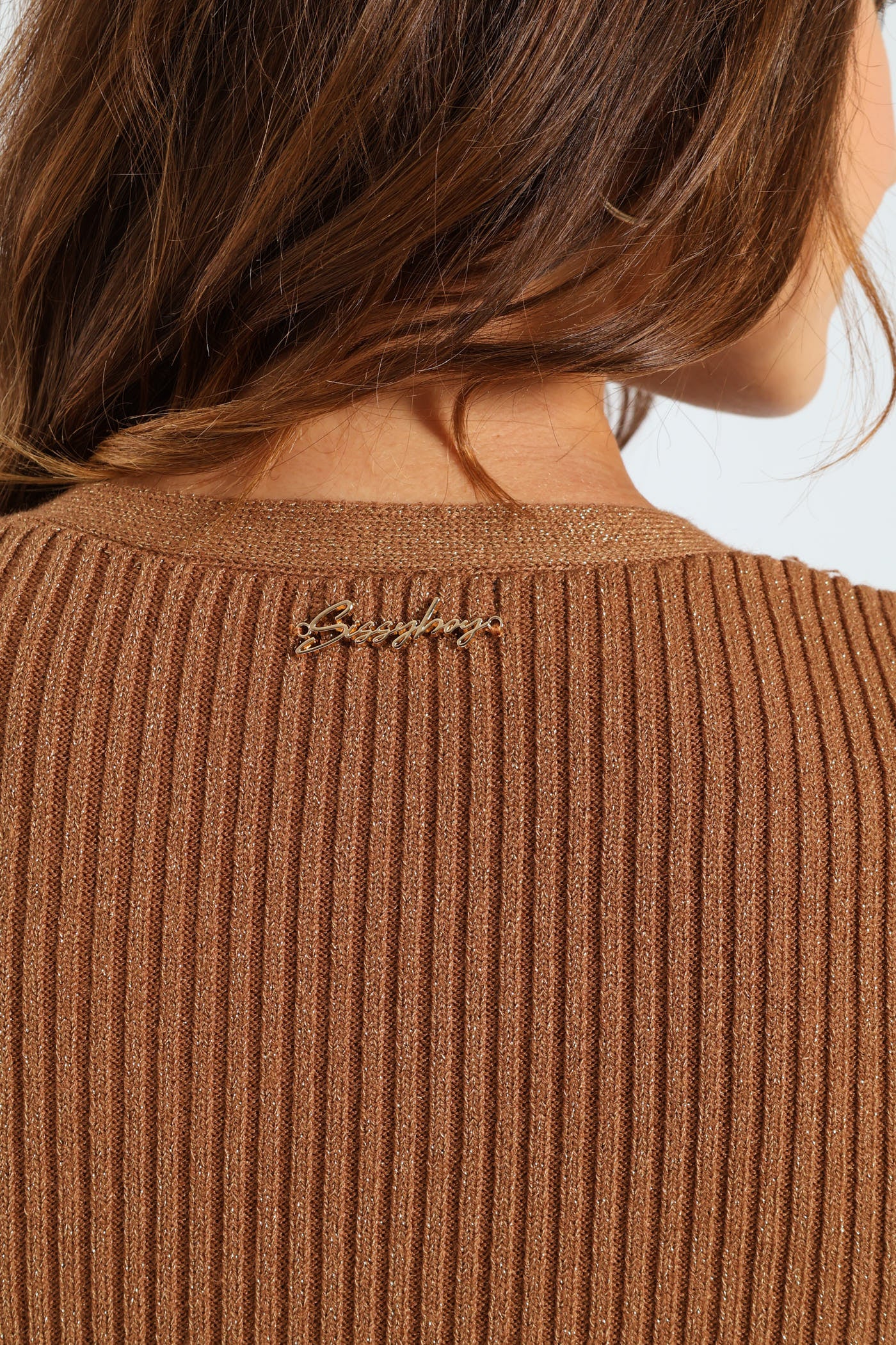 Mini Lurex Knit Dress With Gold Buttons - Image 5