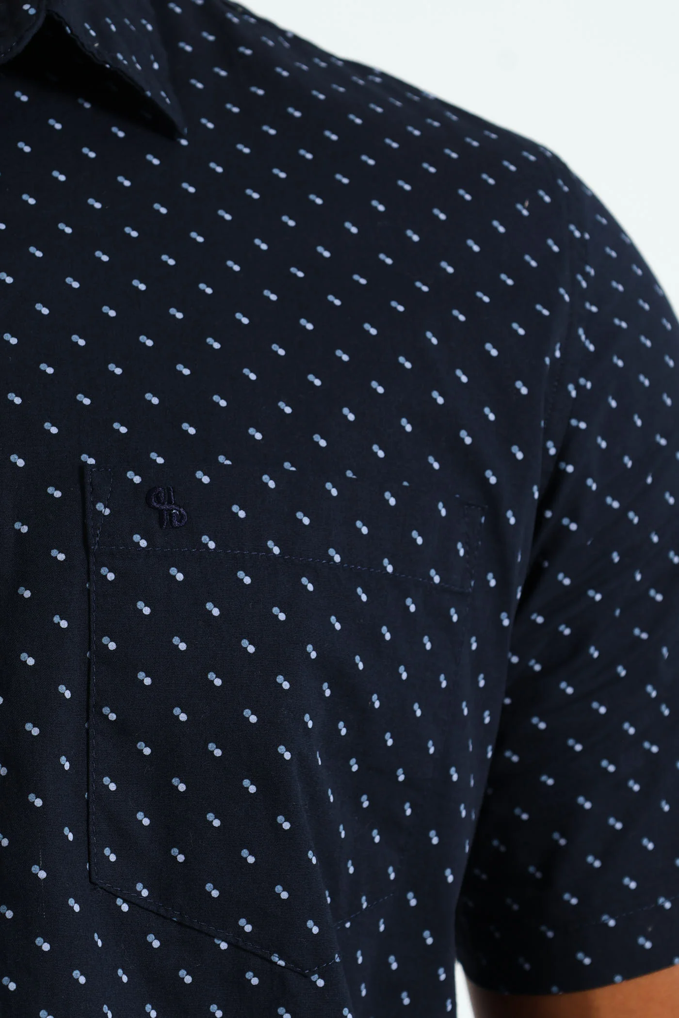 Minimal Geo Print Shirt - Navy - Image 4