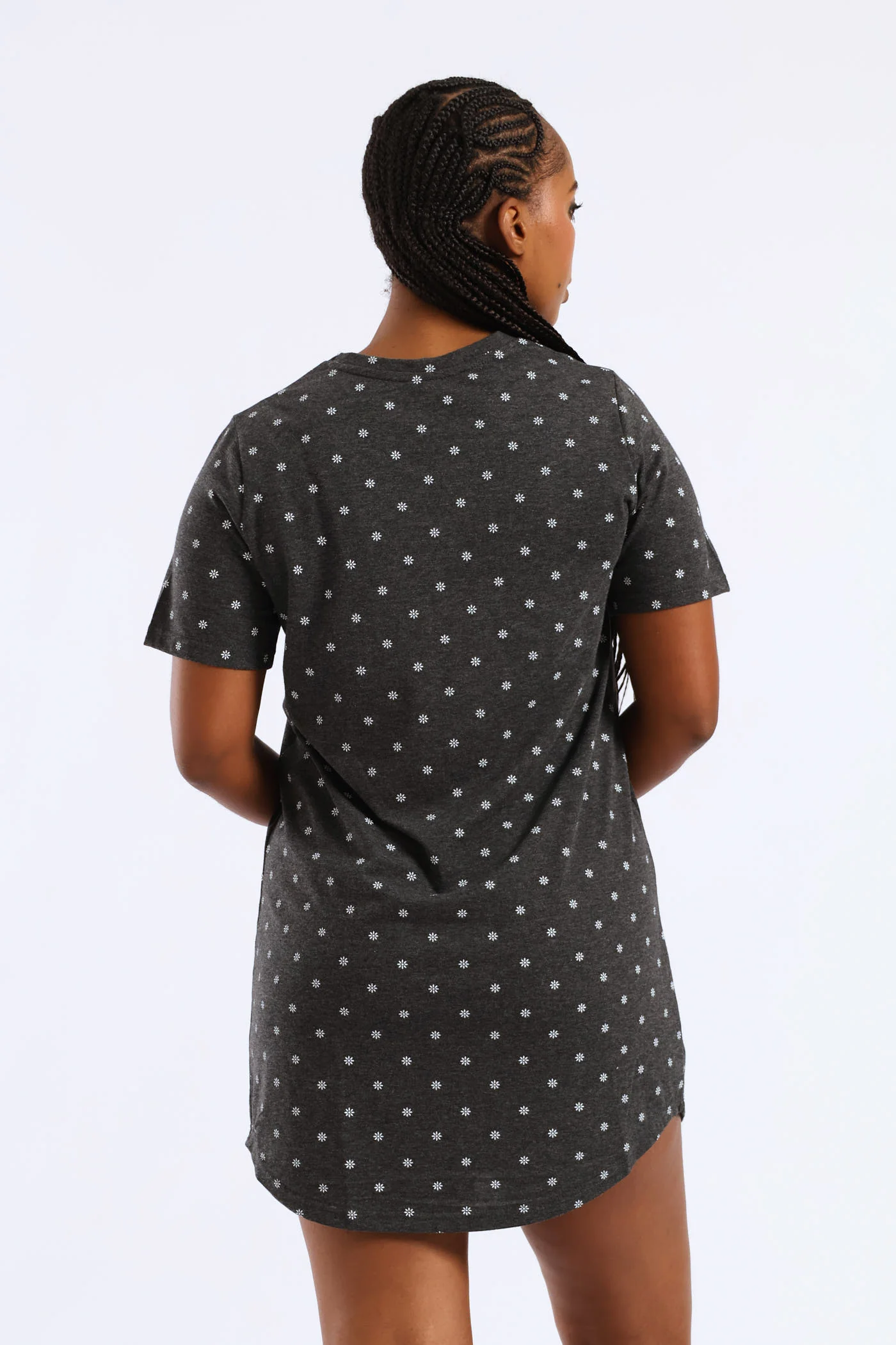Mirco Spots Short Sleepshirt - Charcoal Melange - Image 3