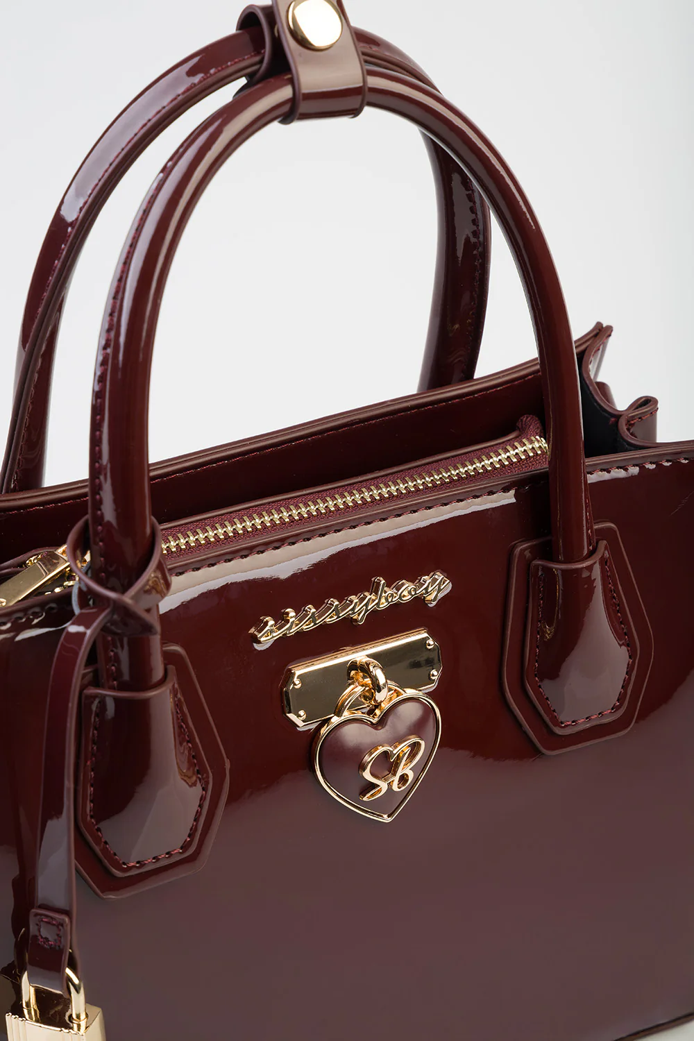 Miriam Handbag Patent Fabric Medi Tote - Burgundy - Image 2