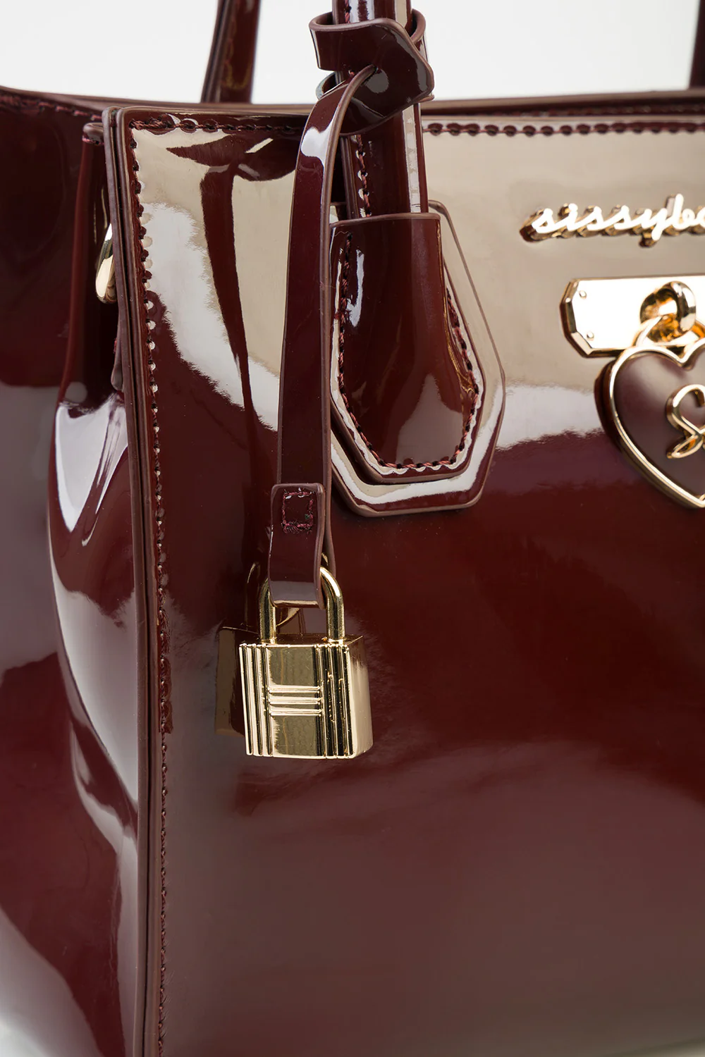 Miriam Handbag Patent Fabric Medi Tote - Burgundy - Image 3
