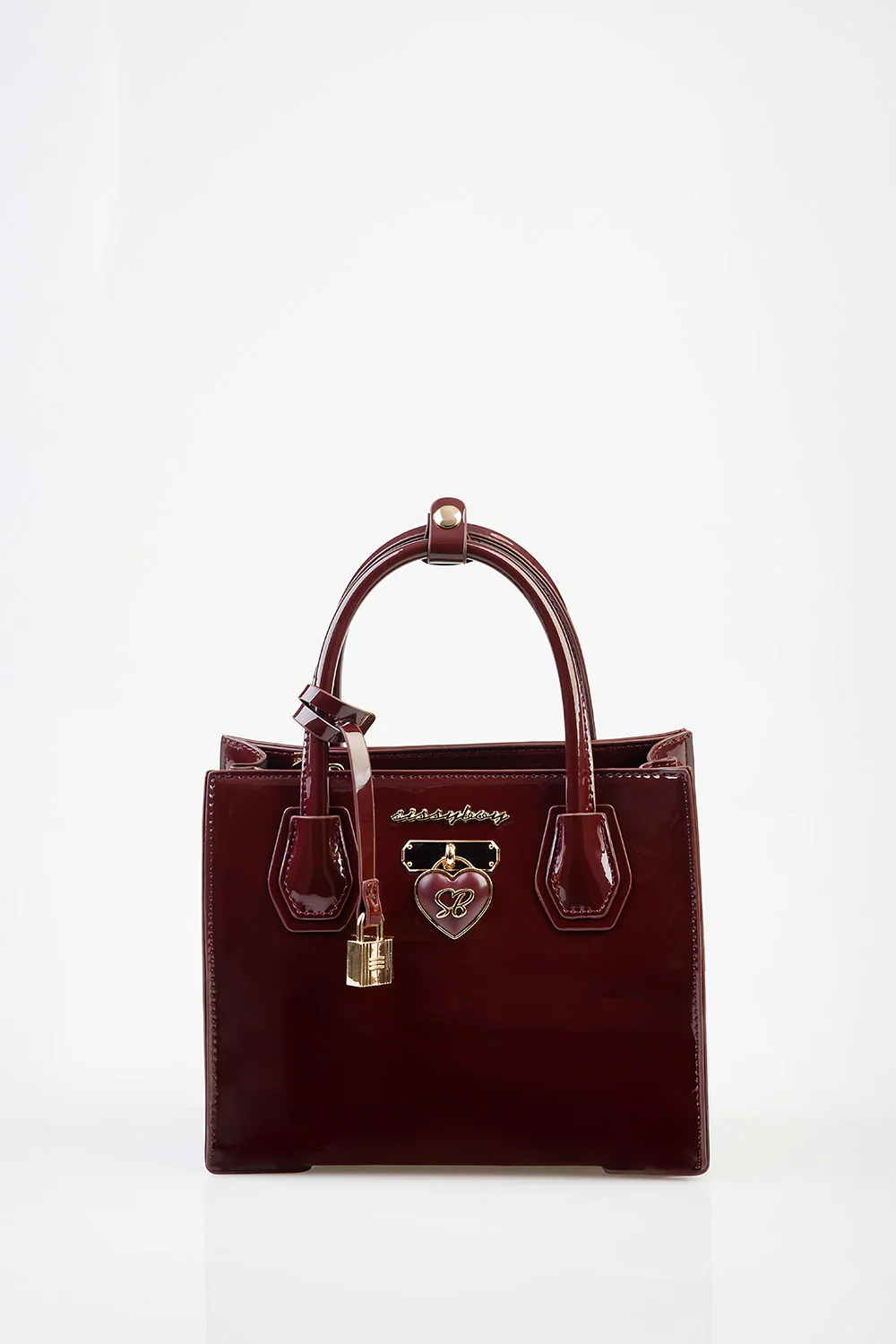 Miriam Handbag Patent Fabric Medi Tote - Burgundy - Image 4
