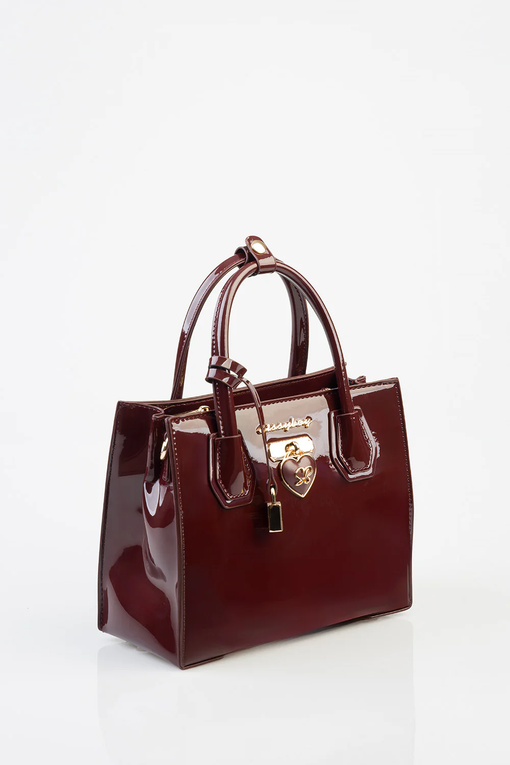 Miriam Handbag Patent Fabric Medi Tote - Burgundy - Image 5