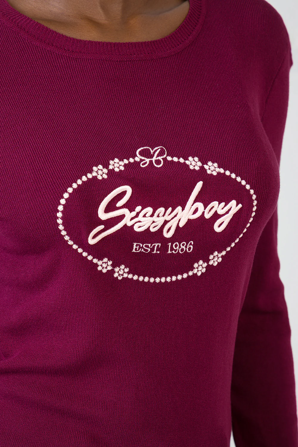 Miss Me Long Sleeve Knit Top - Burgundy - Image 2