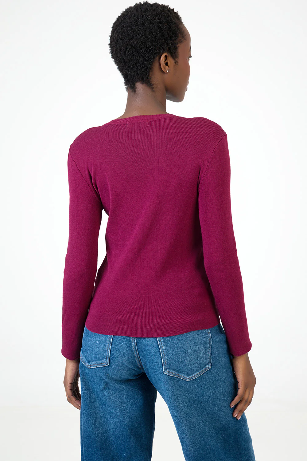 Miss Me Long Sleeve Knit Top - Burgundy - Image 5