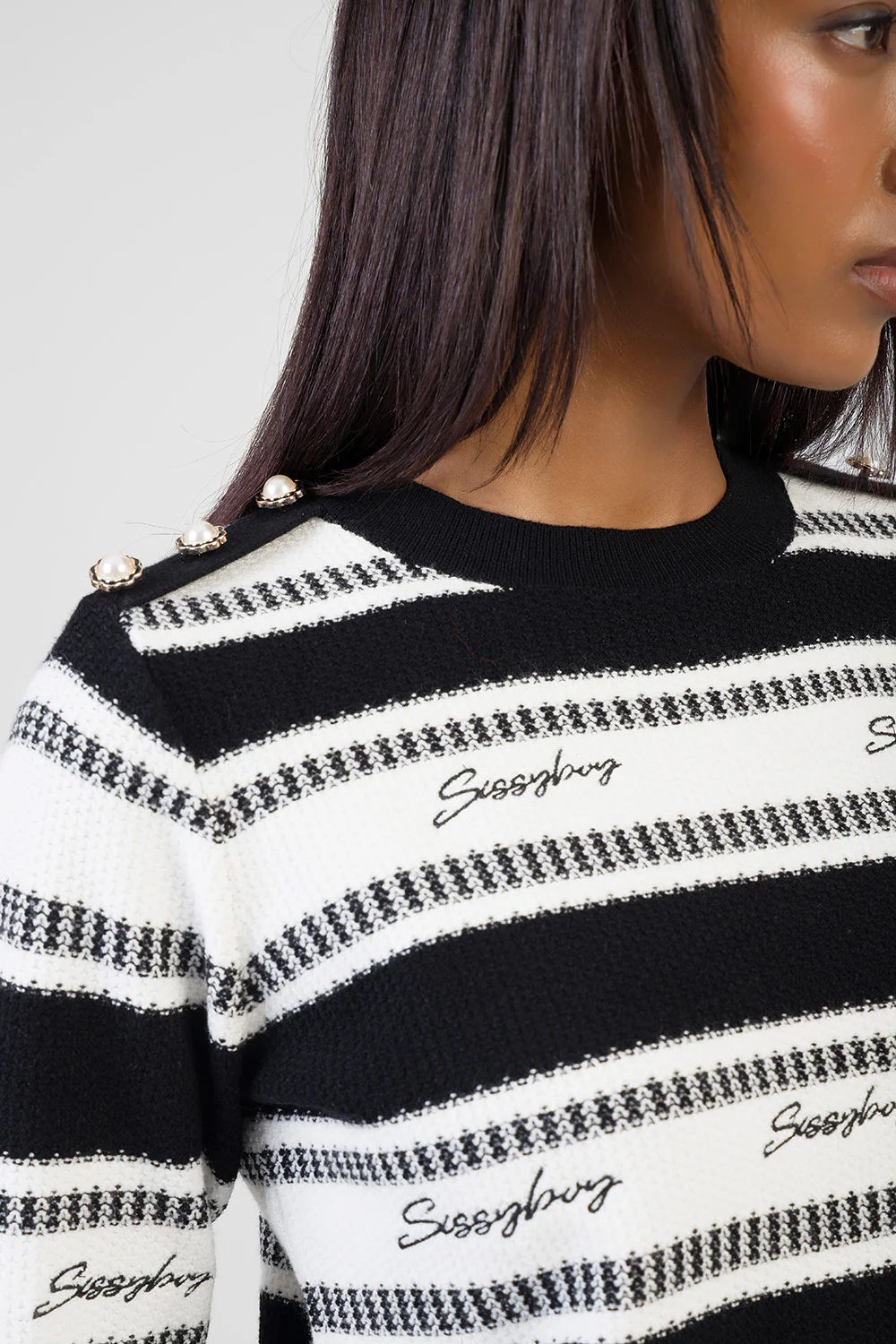 Miss You More Striped Jersey - Black/White - Image 2