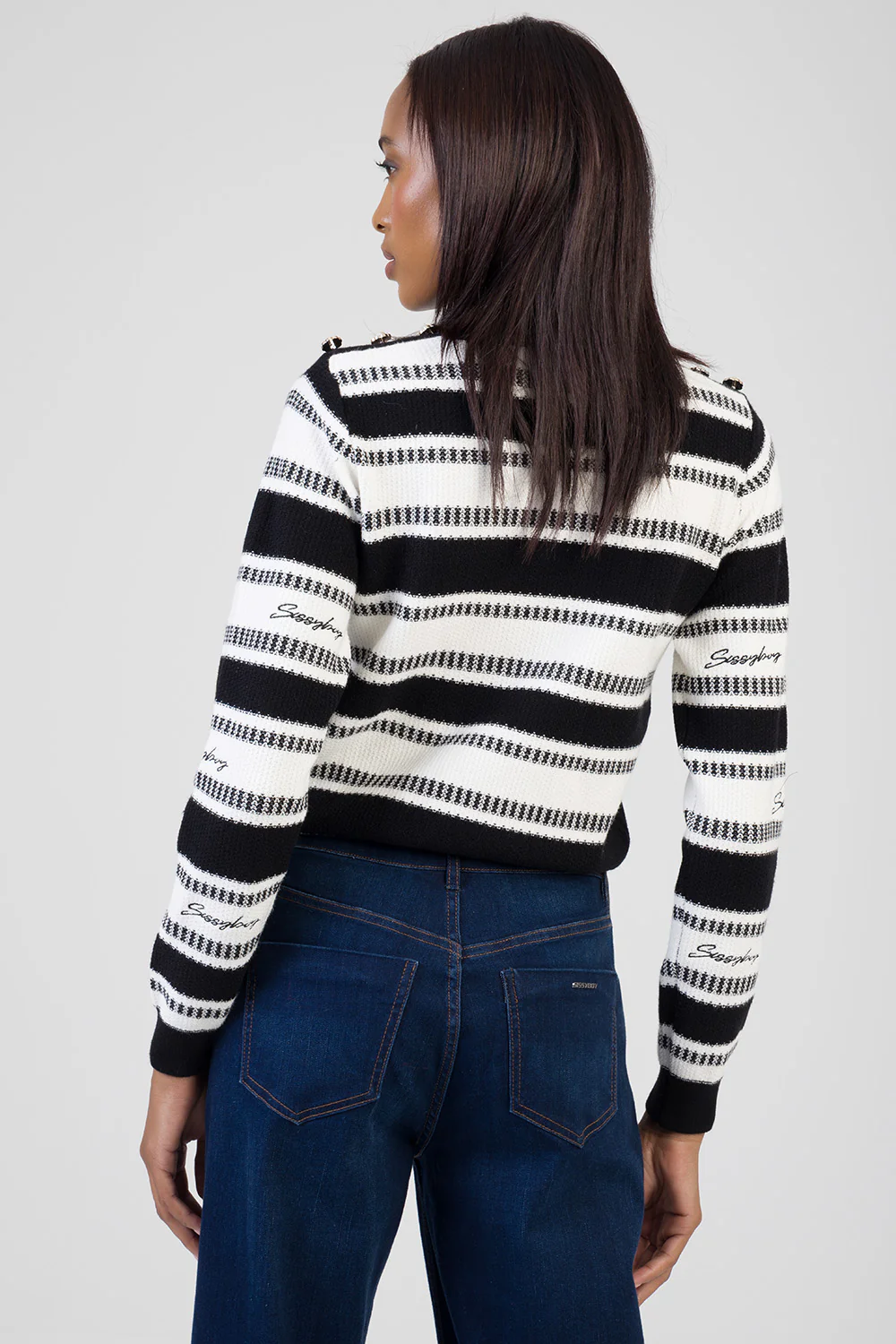 Miss You More Striped Jersey - Black/White - Image 5