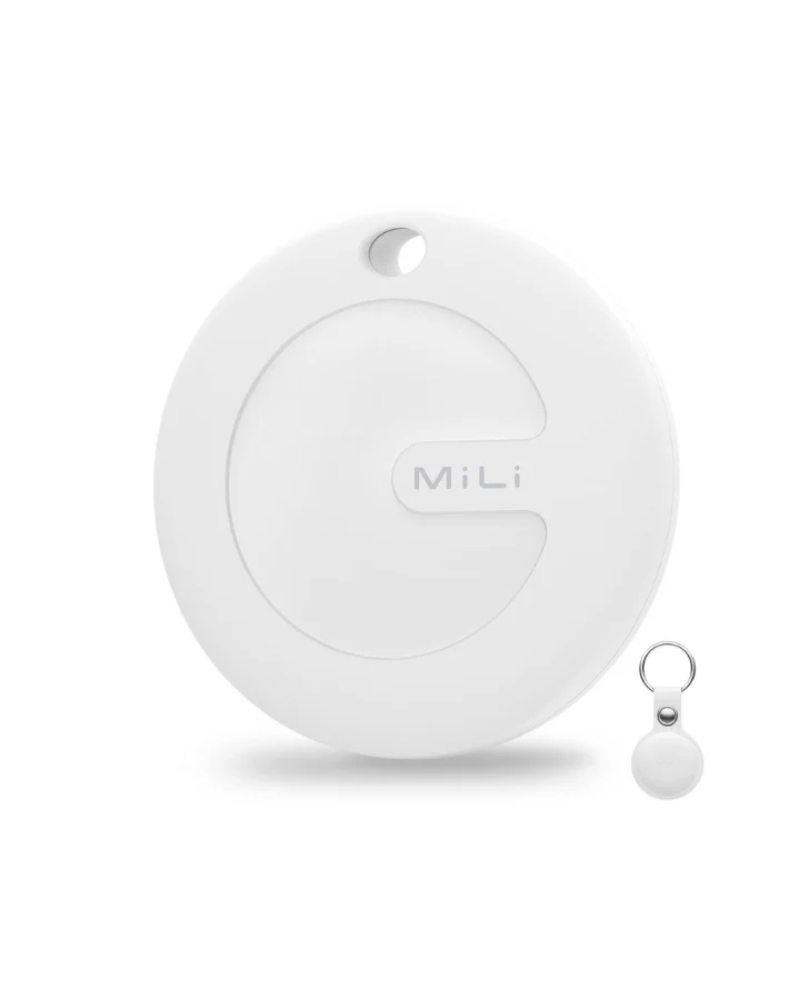 MiTag Apple Compatible Tag with Leather Keychain - White - Image 3