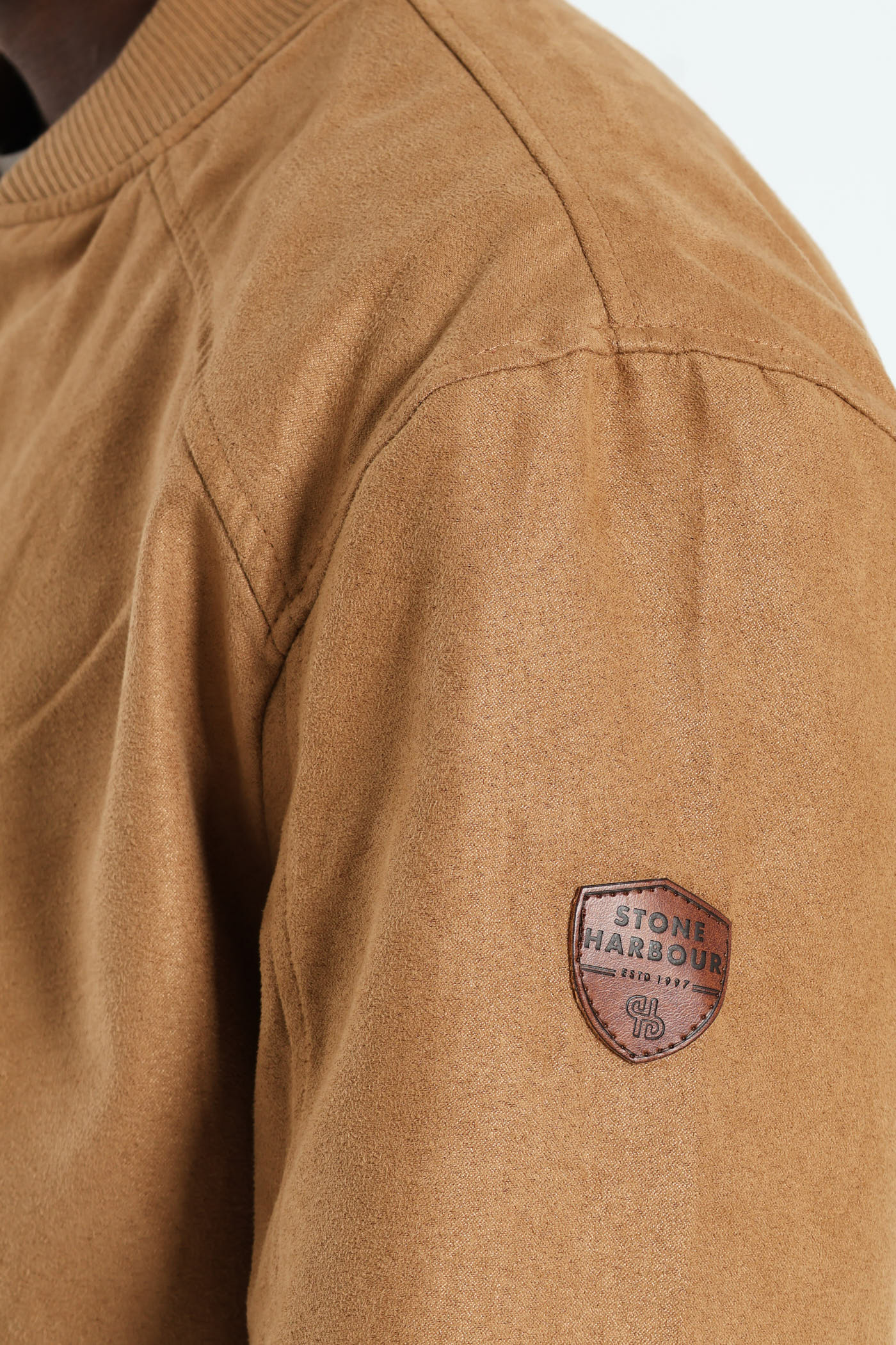 Mock Suede Bomber - Camel - Image 2