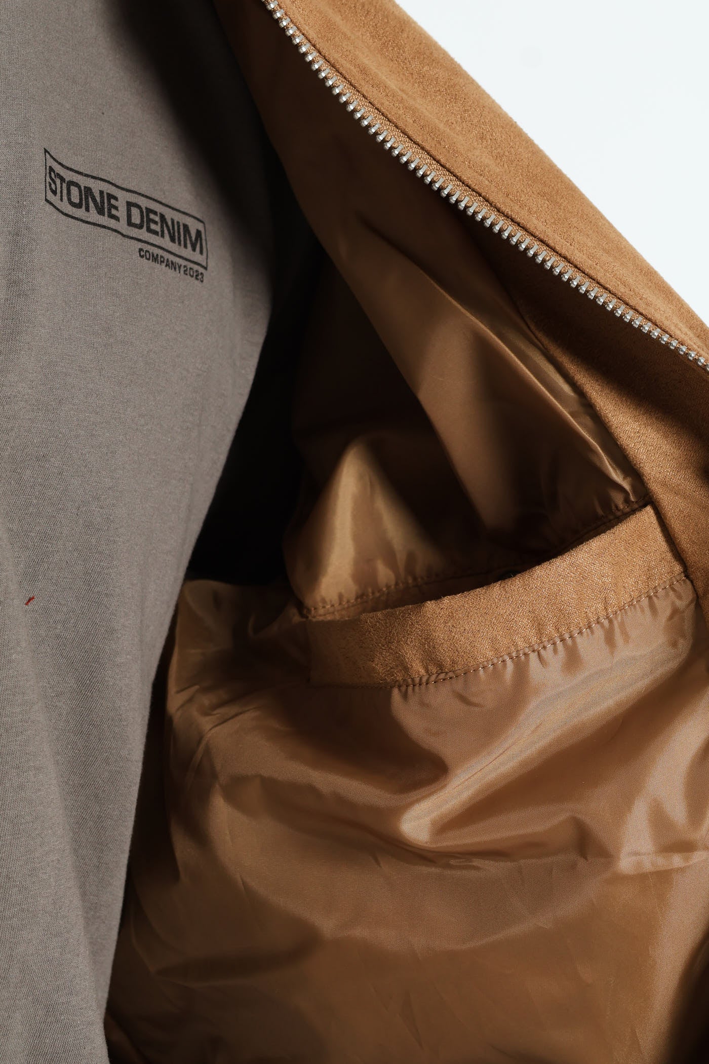 Mock Suede Bomber - Camel - Image 4