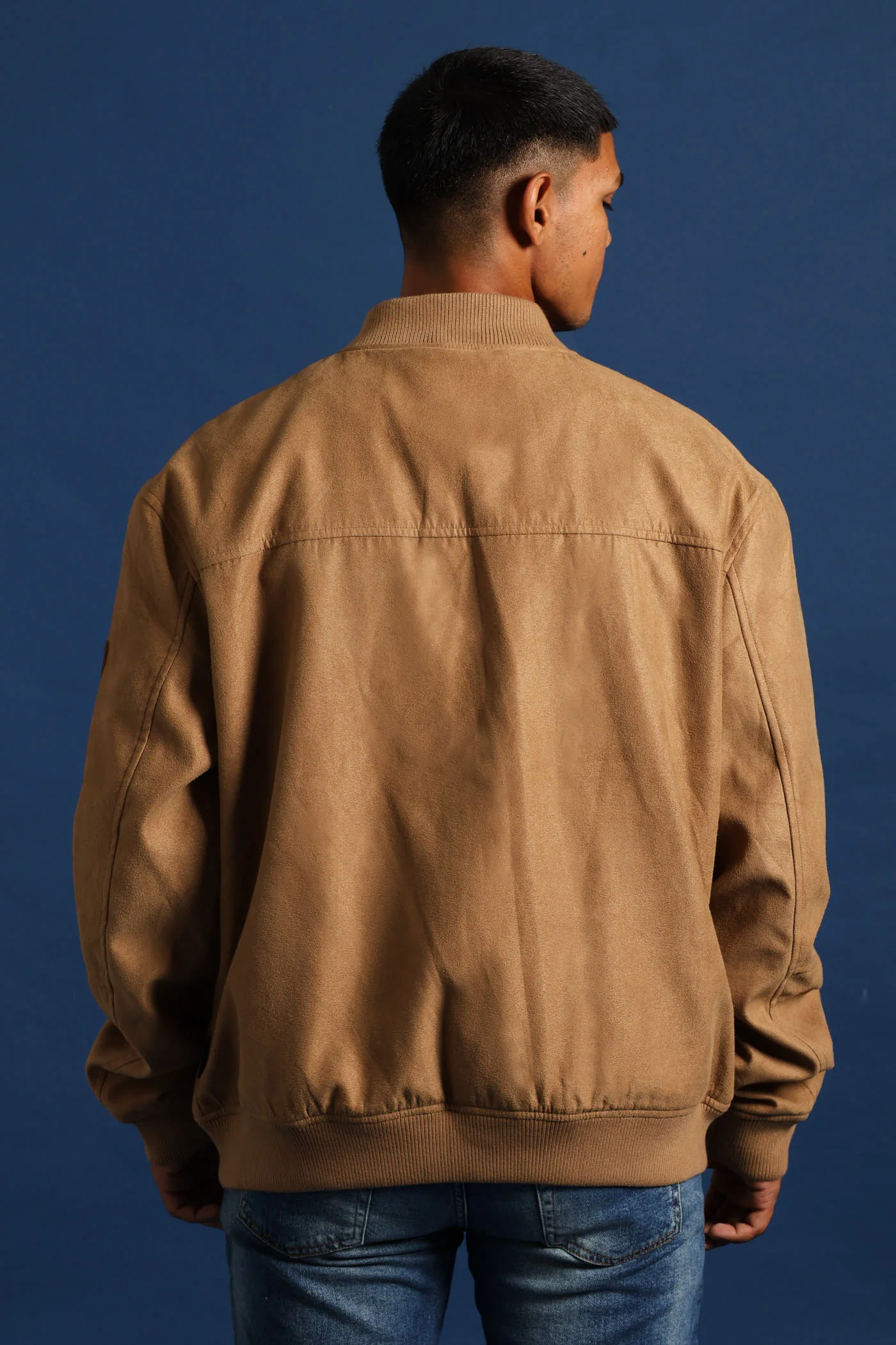Mock Suede Bomber - Camel - Image 5