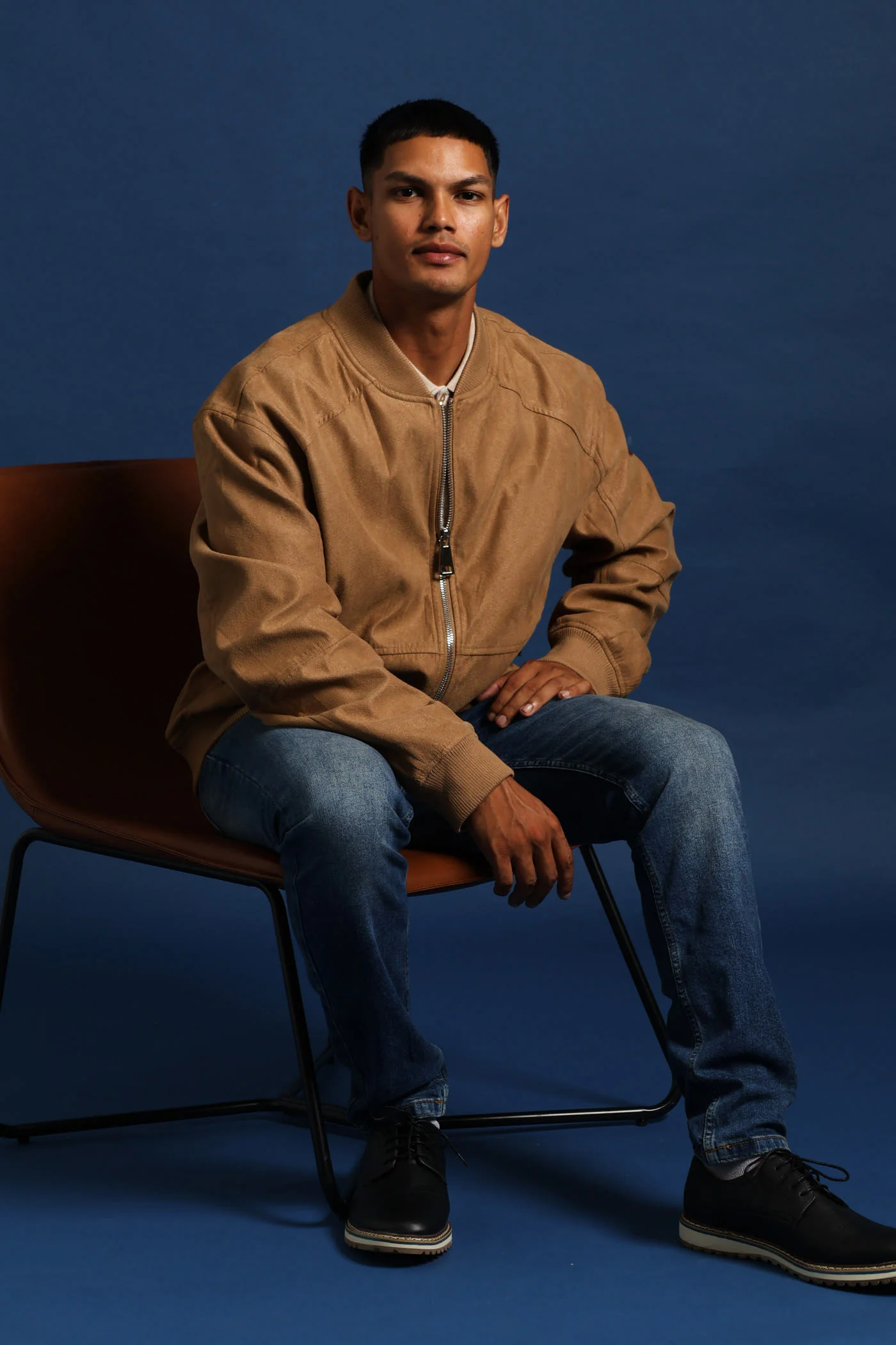 Mock Suede Bomber - Camel - Image 6