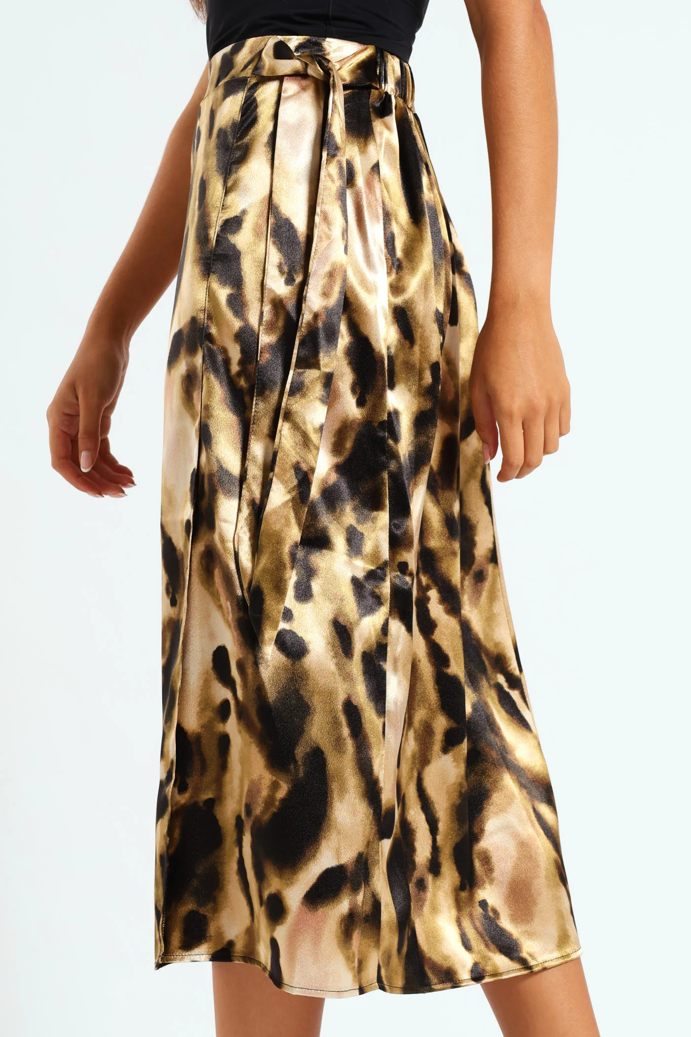 Mock Wrap A-Line Midi Skirt - Multi - Image 3