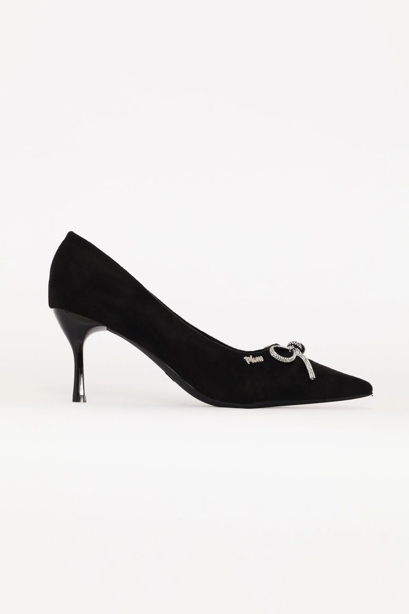 Mocksuede Diamante Bow Heel - Black - Image 5
