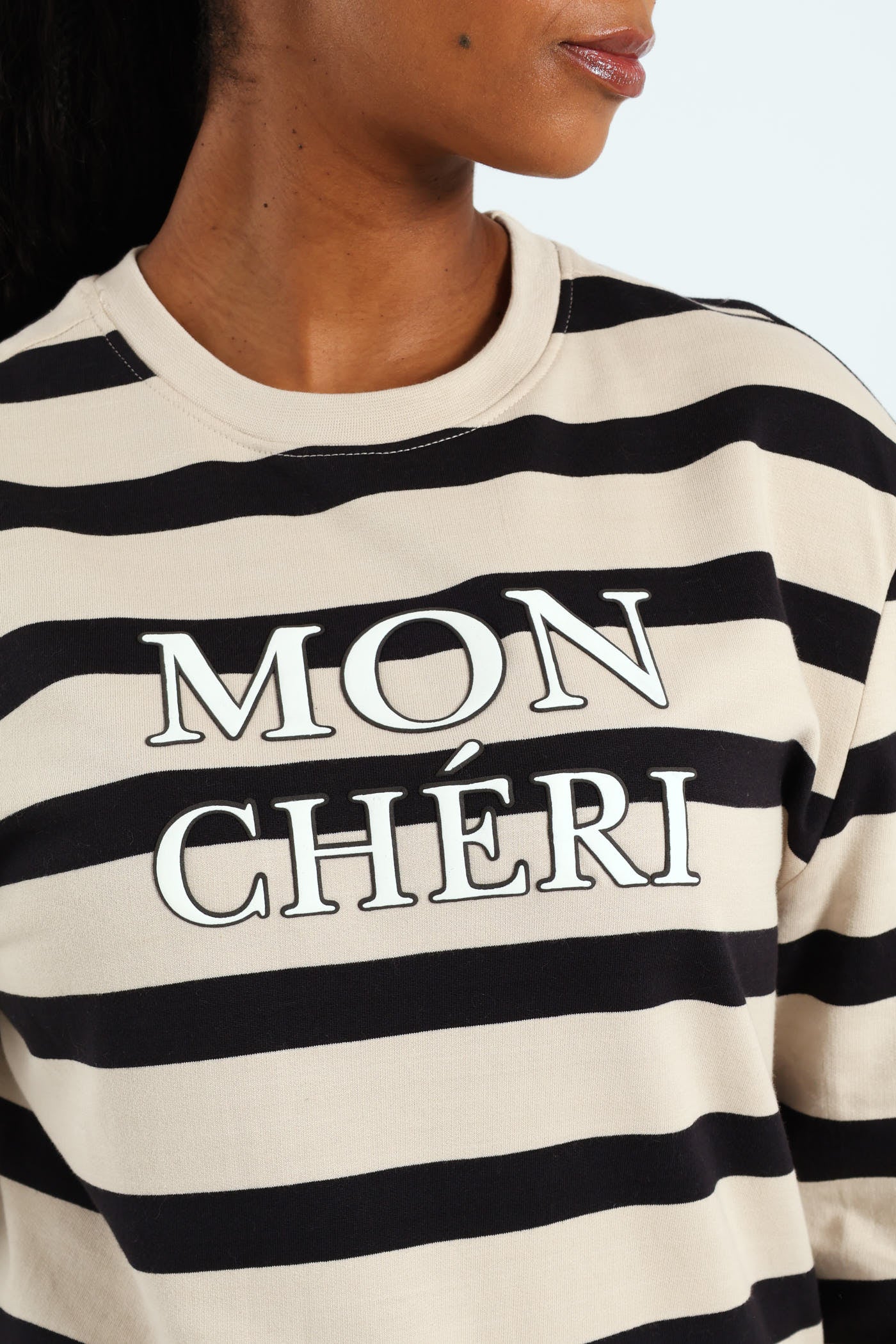 Mon Cheri Puff Stripe Pullover - Ivory - Image 2