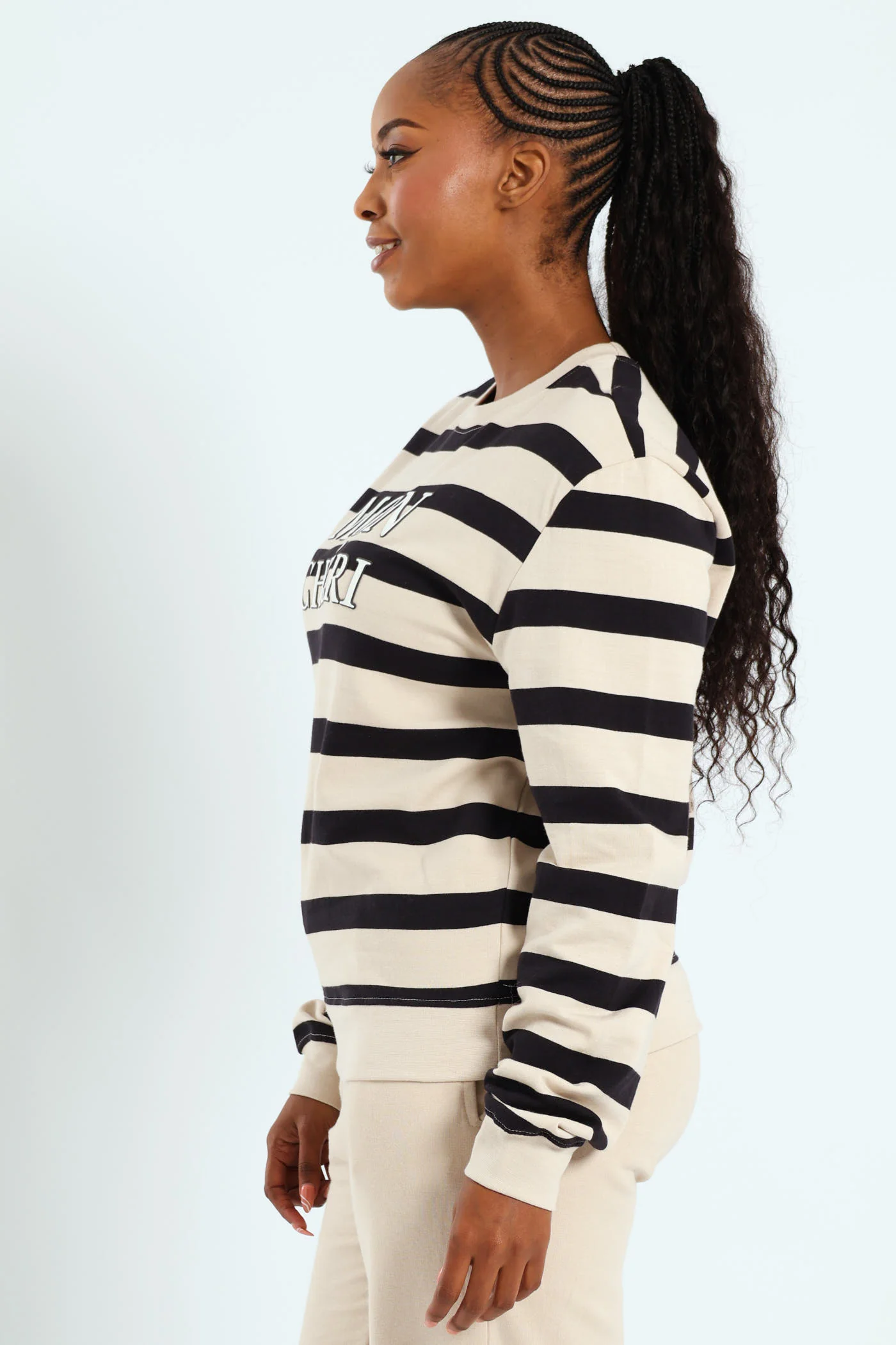 Mon Cheri Puff Stripe Pullover - Ivory - Image 5