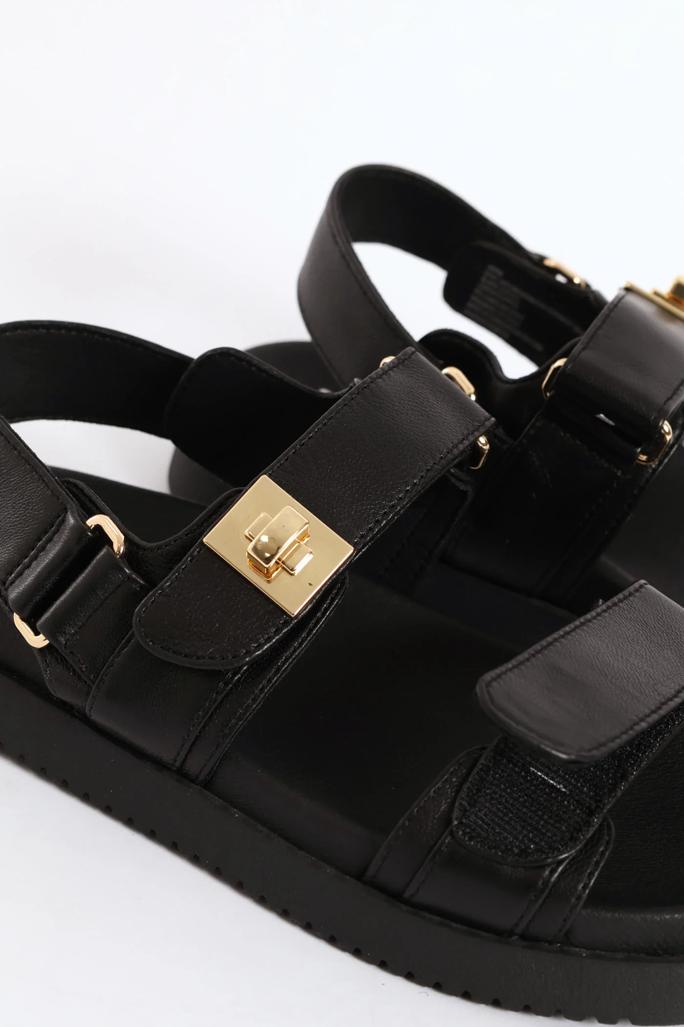 Mona Backstrap Buckle Leather Sandal - Black - Image 2