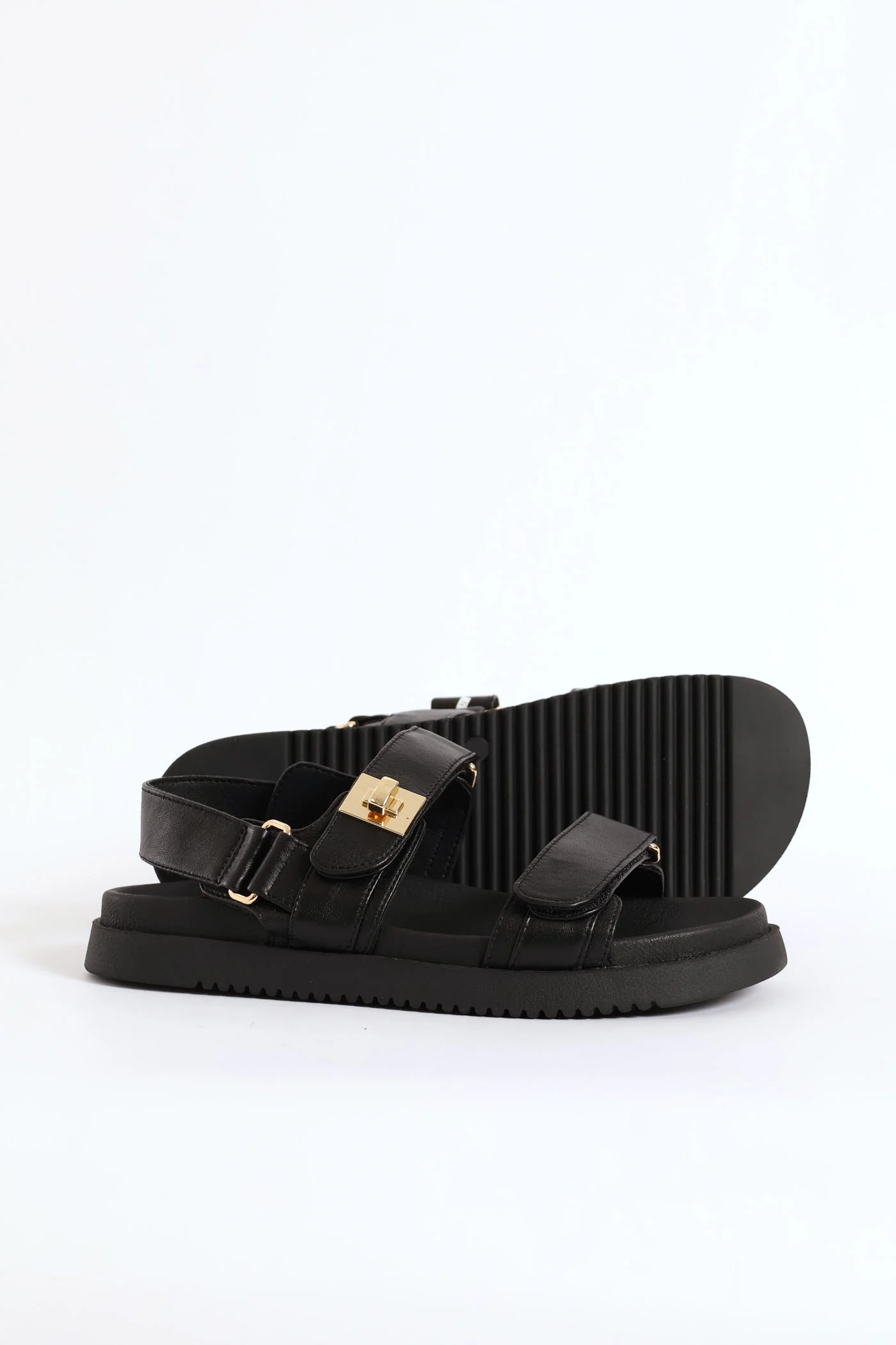 Mona Backstrap Buckle Leather Sandal - Black - Image 6