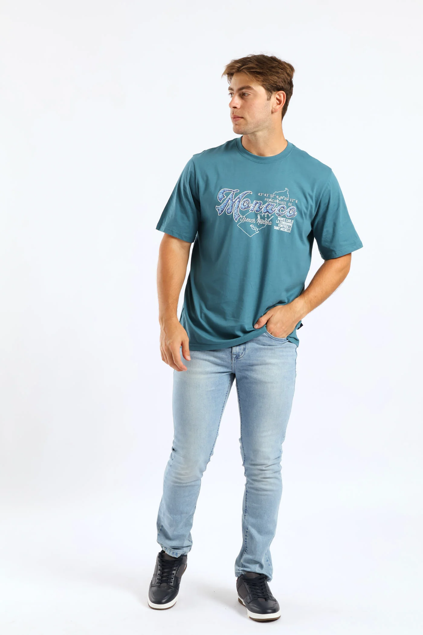 Monaco Print Tee - Teal - Image 3