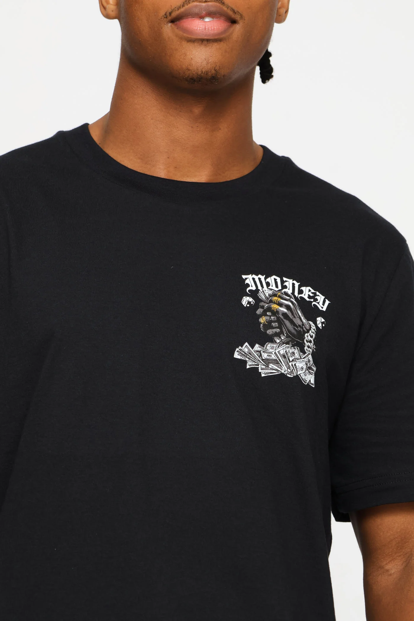 Money Dice Front & Back Print Tee - Black - Image 5
