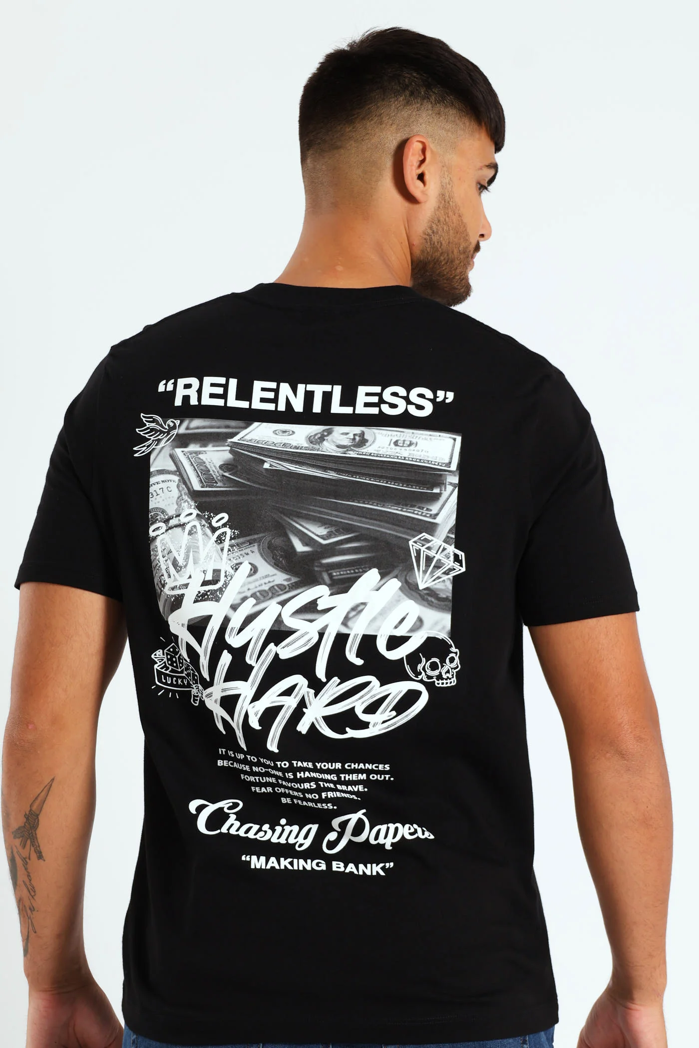 Money Front & Back Print Tee - Black - Image 2
