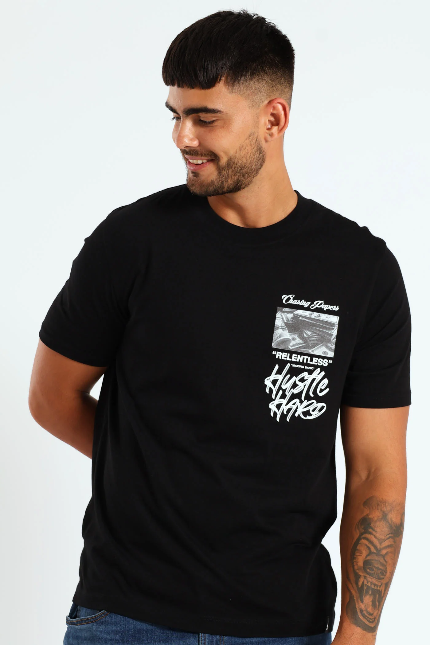 Money Front & Back Print Tee - Black - Image 3