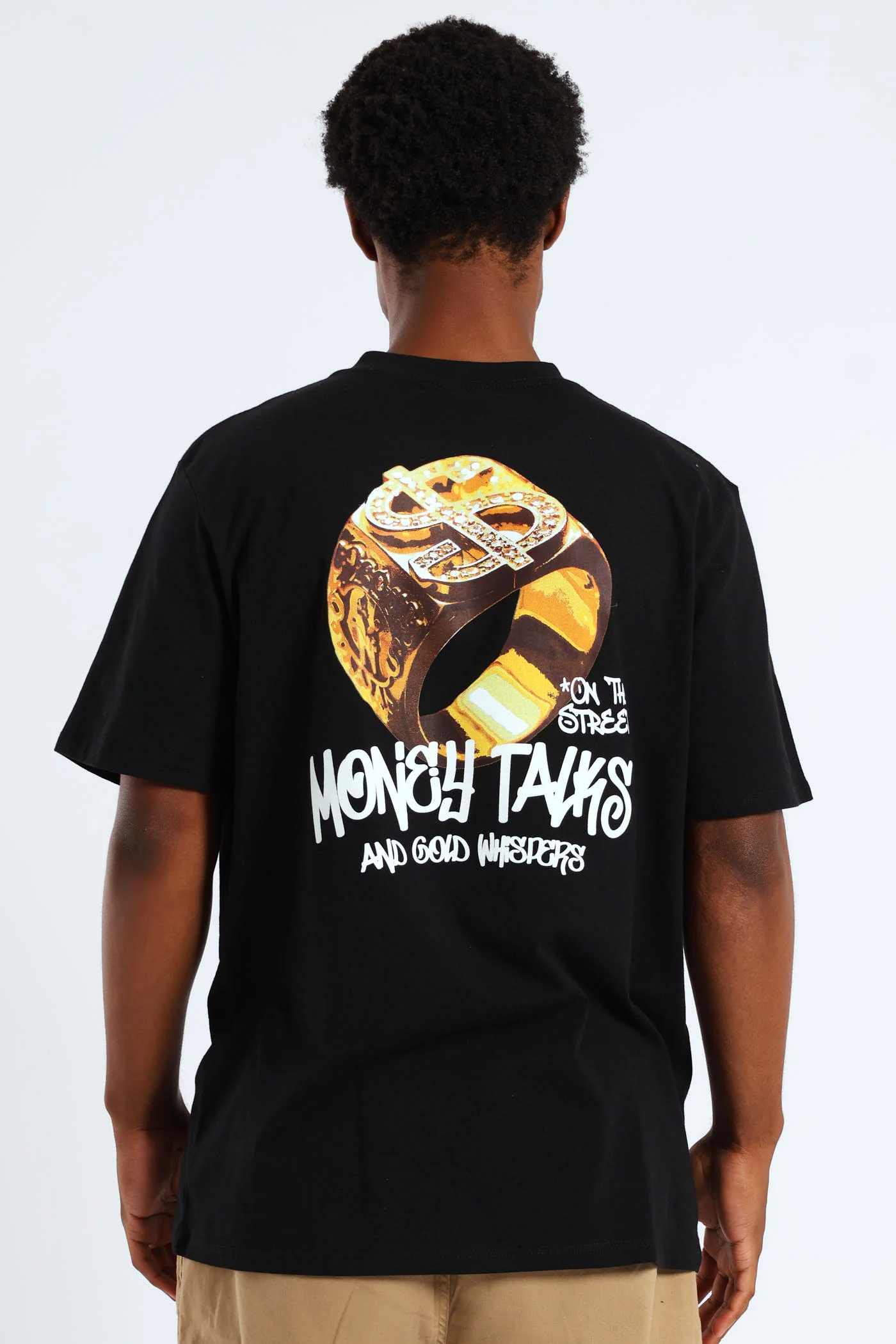 Money Talks Front & Back Print Tee - Black - Image 2