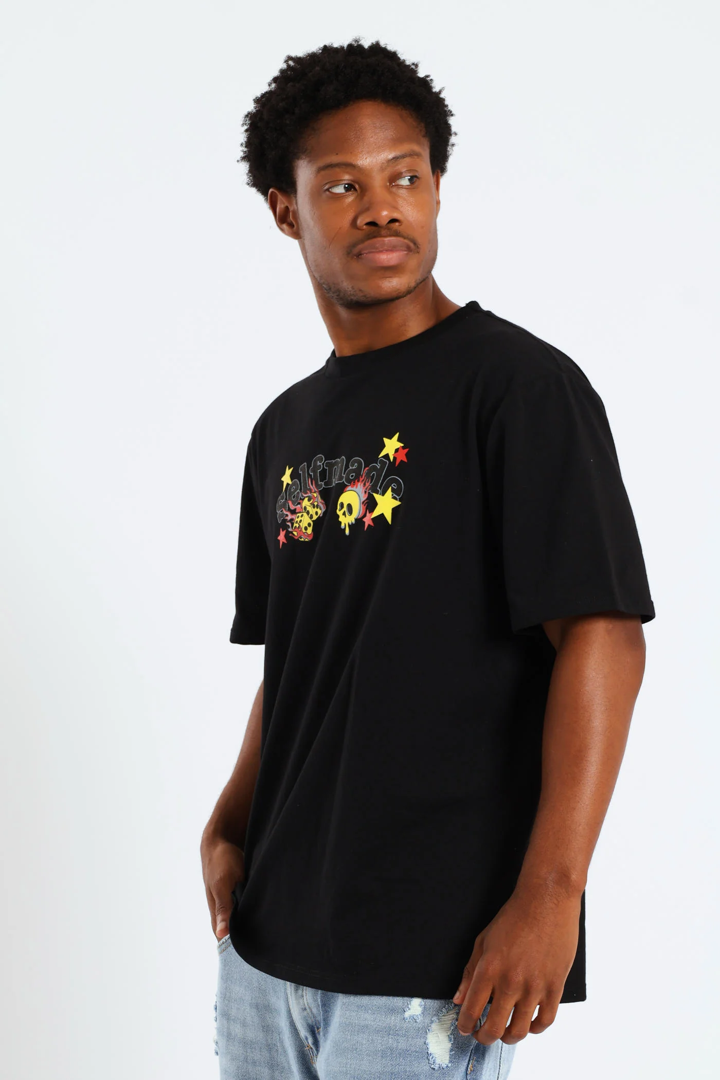 Money Skull Back & Front Print Tee - Black - Image 3