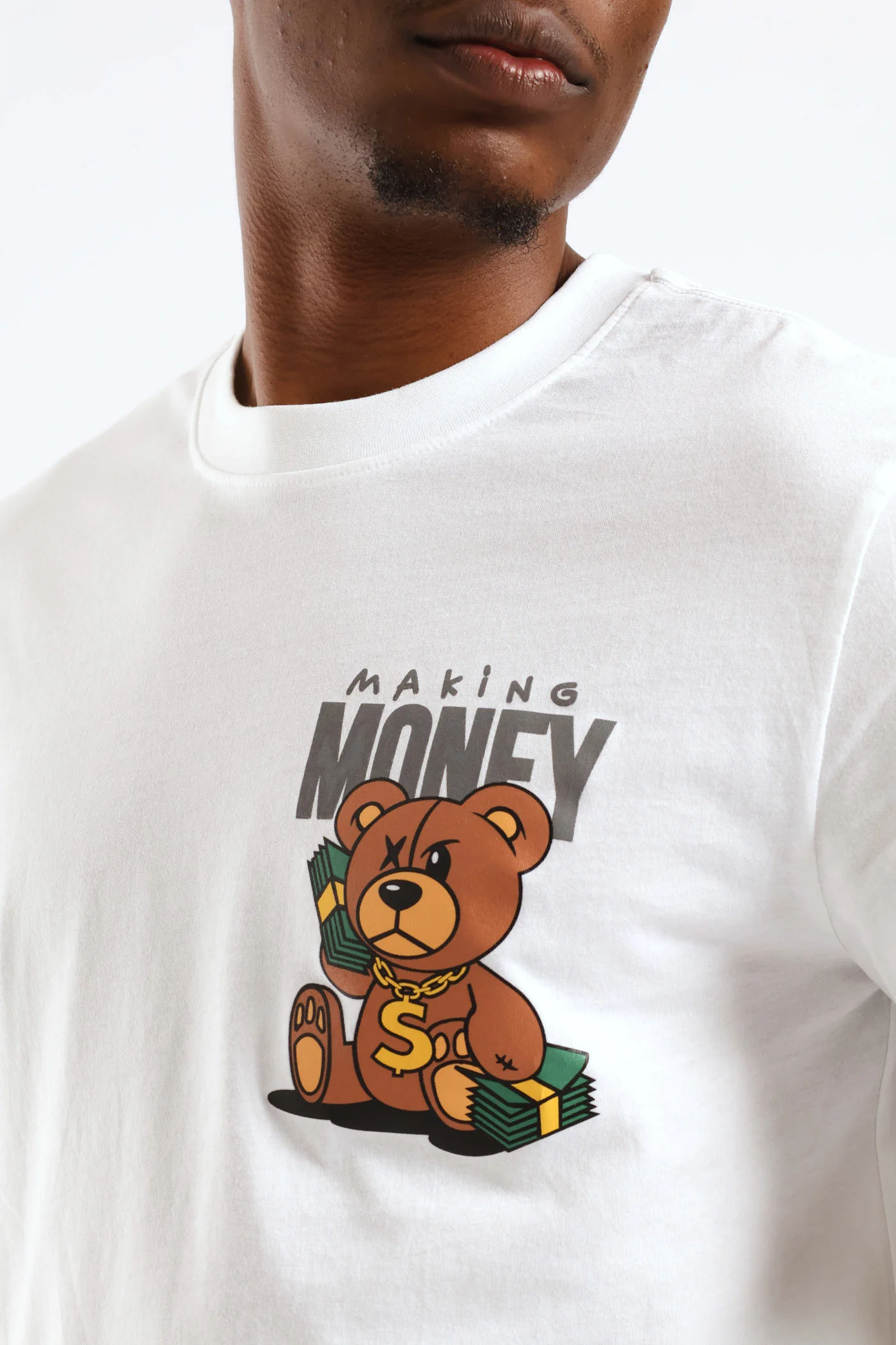 Money Teddy Front Print Tee - White - Image 2