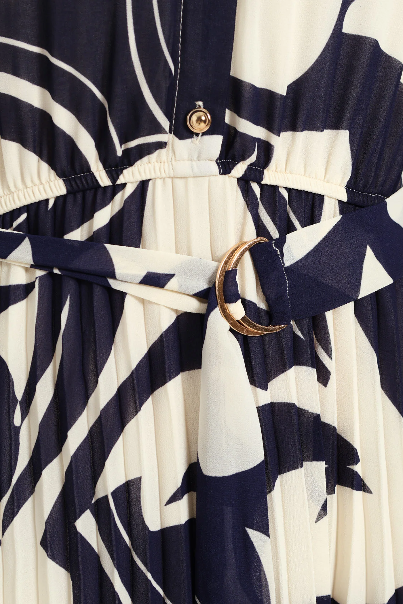 Monochrome Pelated Shirt Maxi Dress - Navy - Image 5