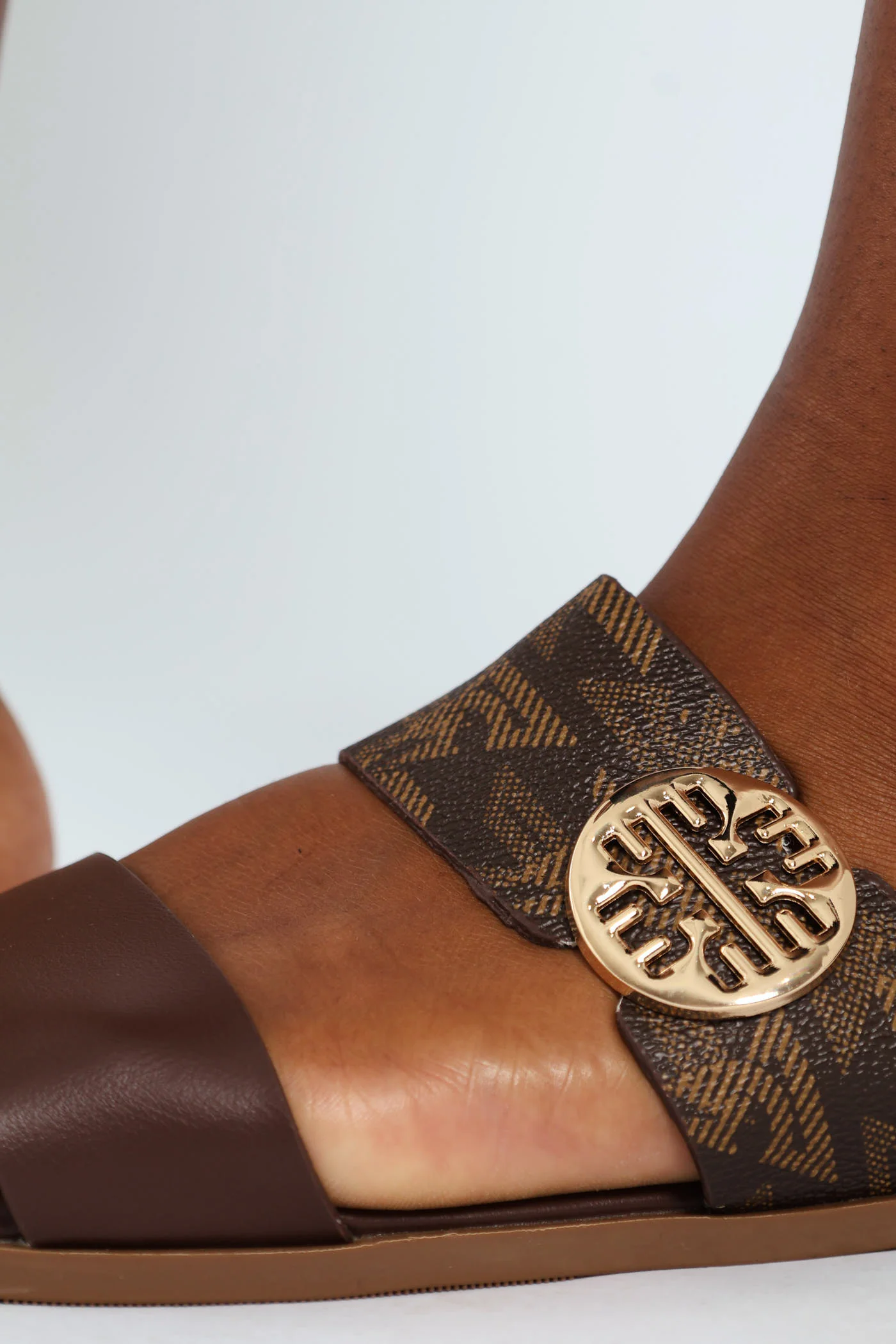 Monogram Buckle Sandal - Chocolate - Image 4