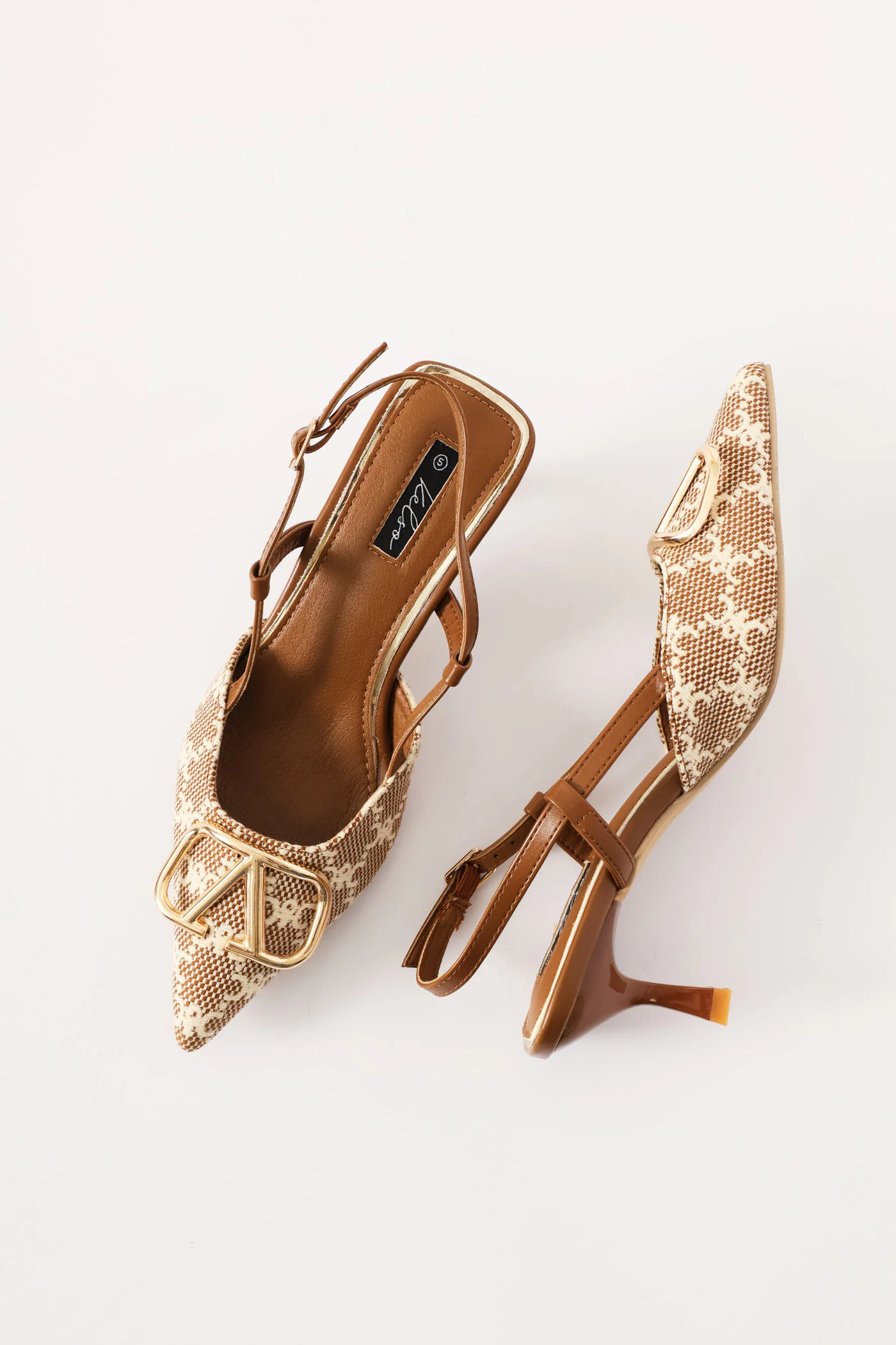 Monogram Print Slingback Kitten Heel - Multi - Image 2