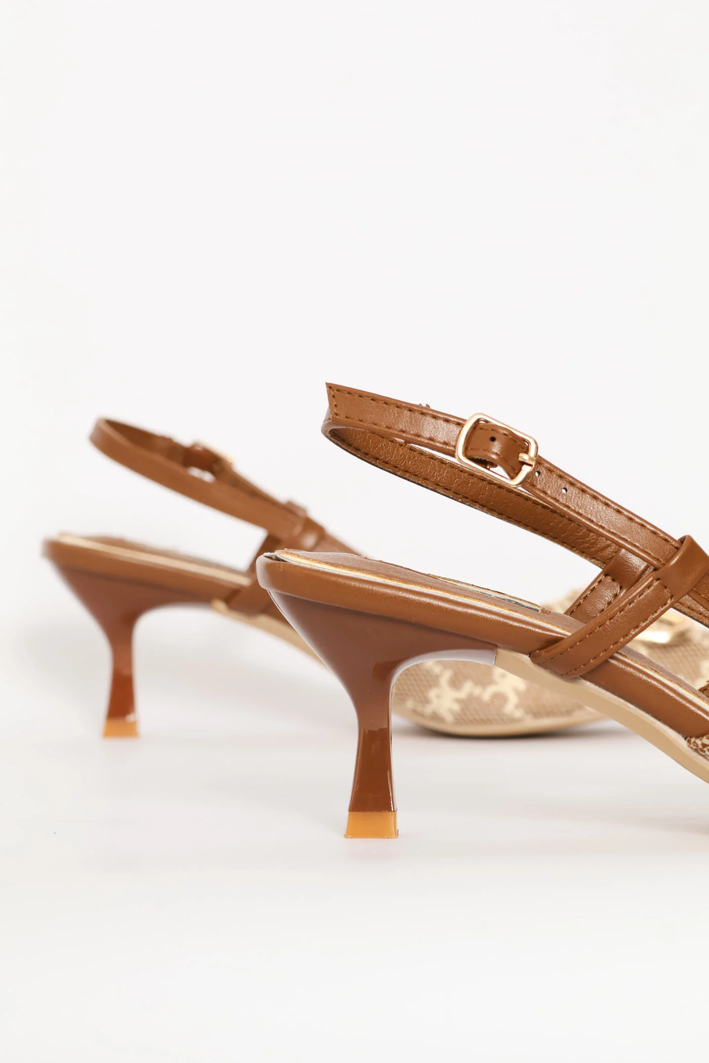 Monogram Print Slingback Kitten Heel - Multi - Image 5